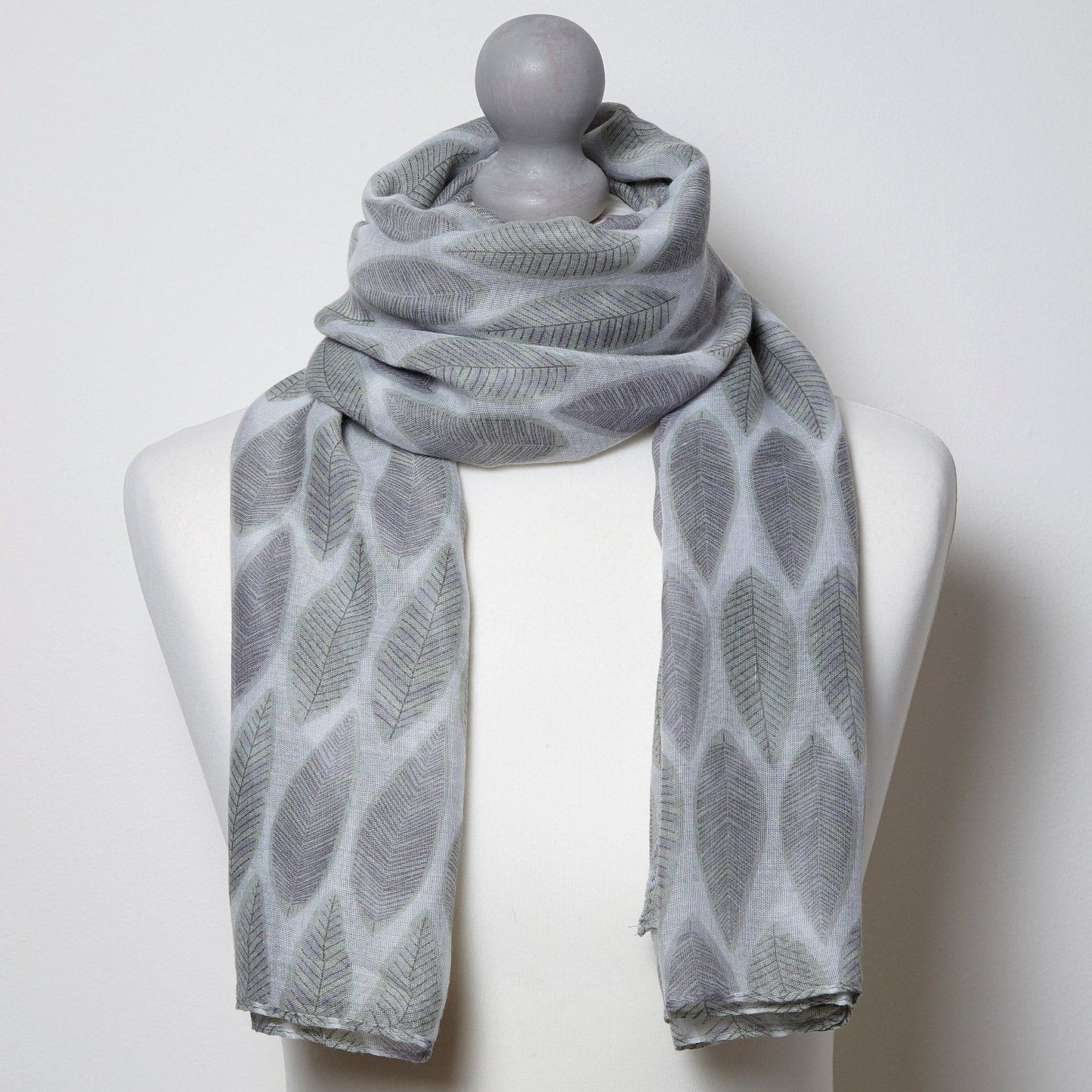 Leaf Print Scarf Grey