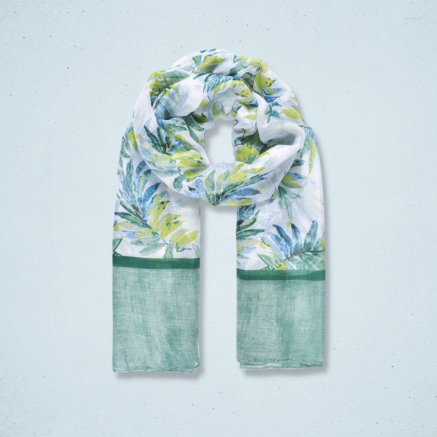 Leafy Print Scarf Gift Box Green