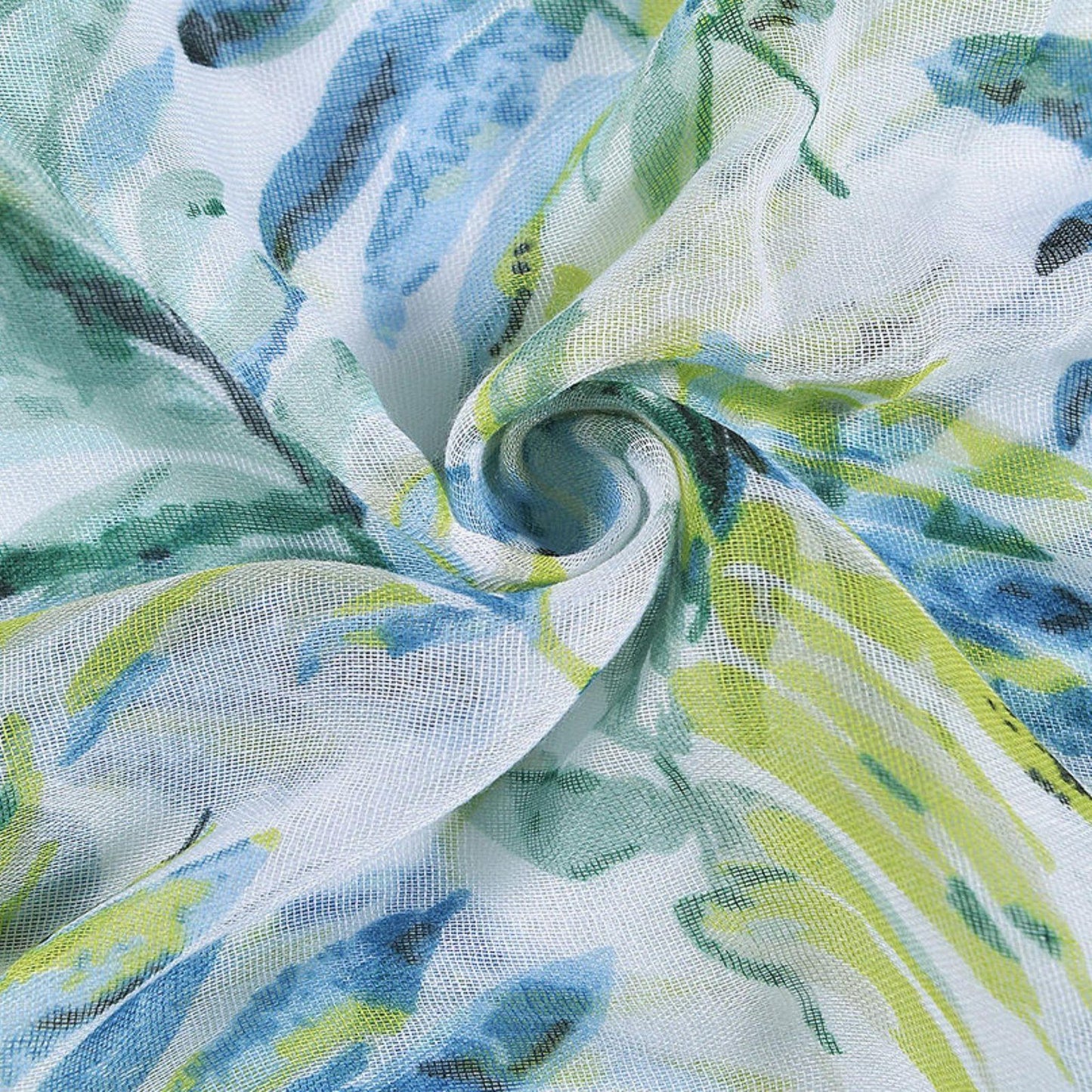 Leafy Print Scarf Gift Box Green
