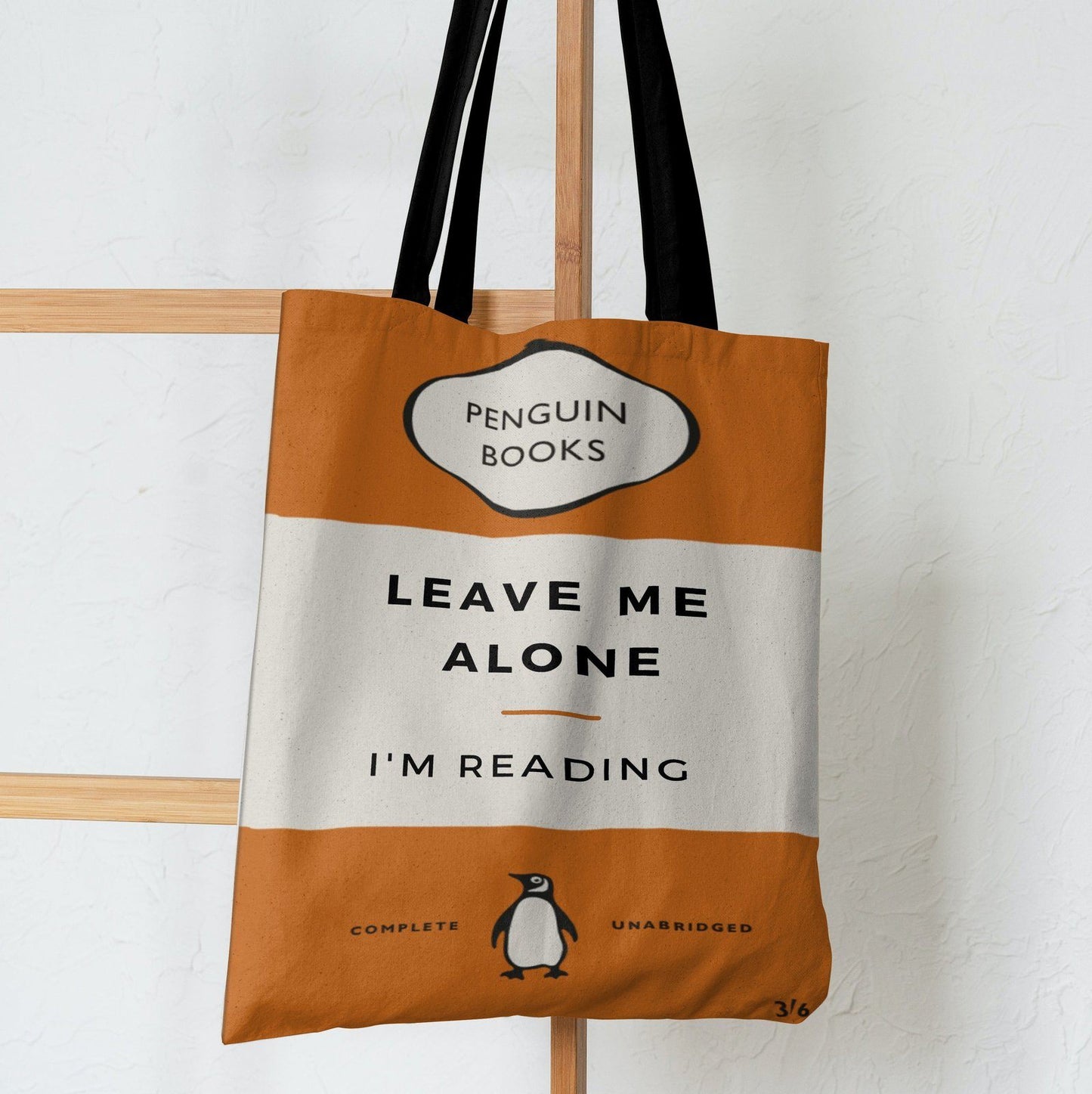 Leave Alone Reading Tote Bag Orange