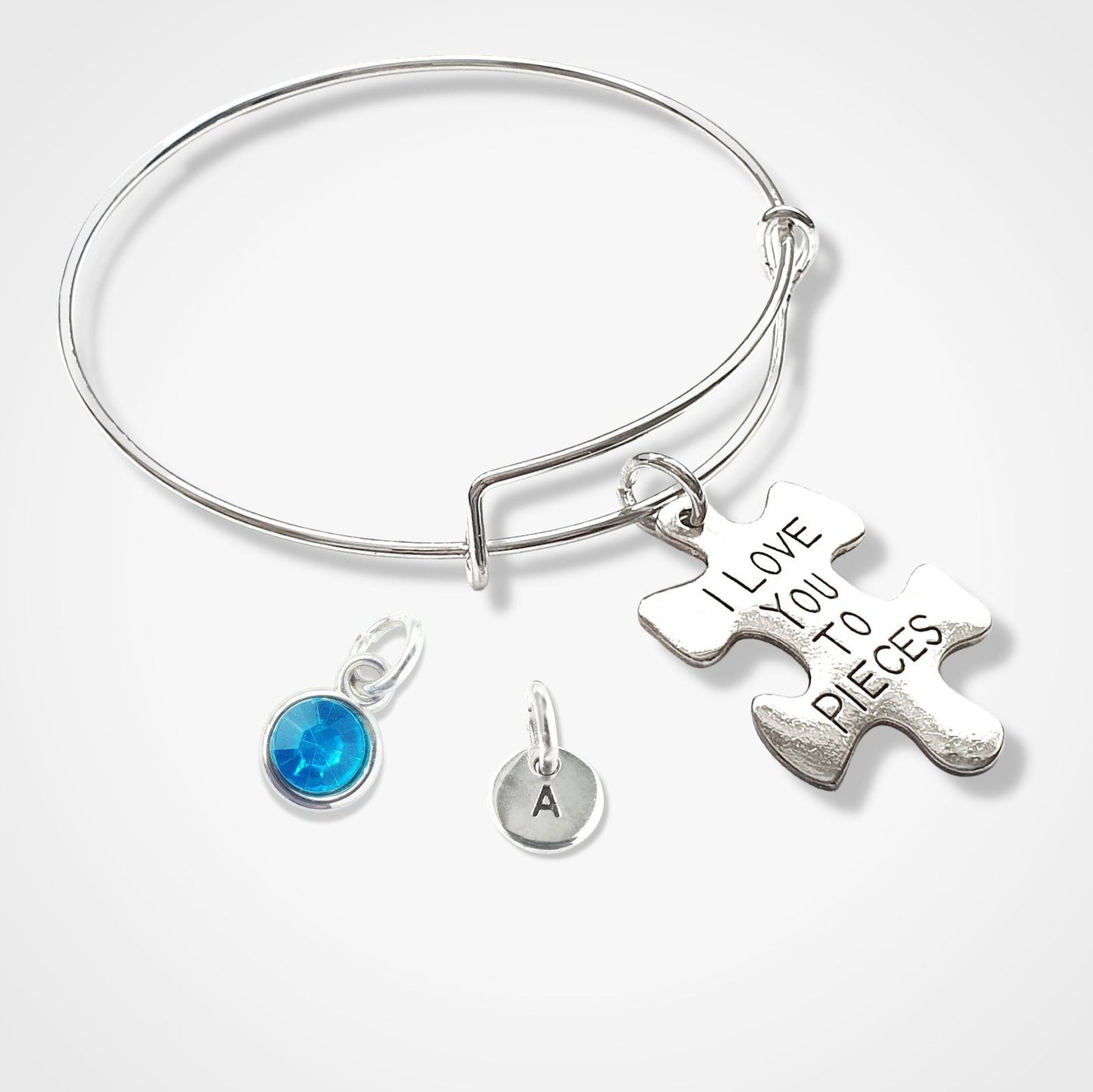 Love Pieces Jigsaw Bangle Silver