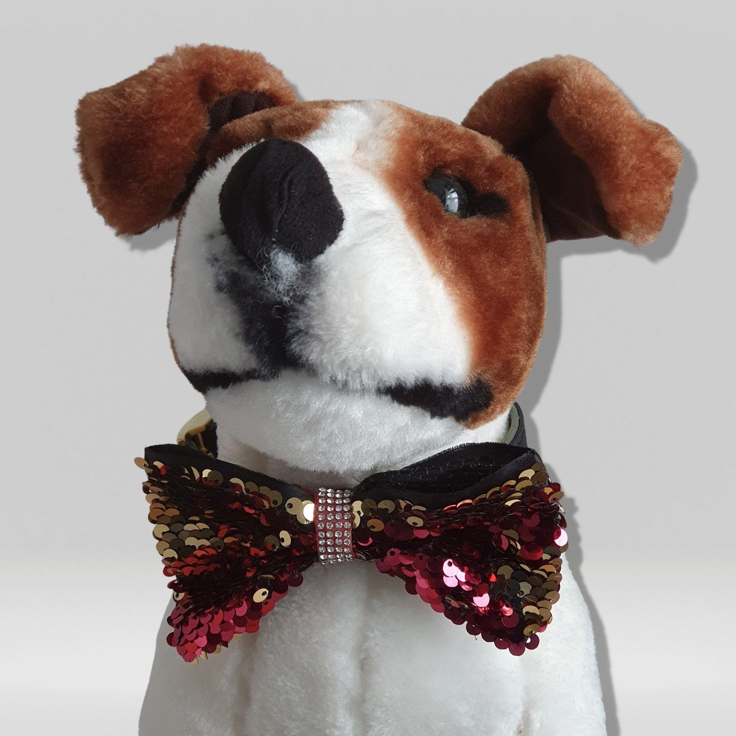 Mermaid Sequin Dog Bow Tie Cerise Gold