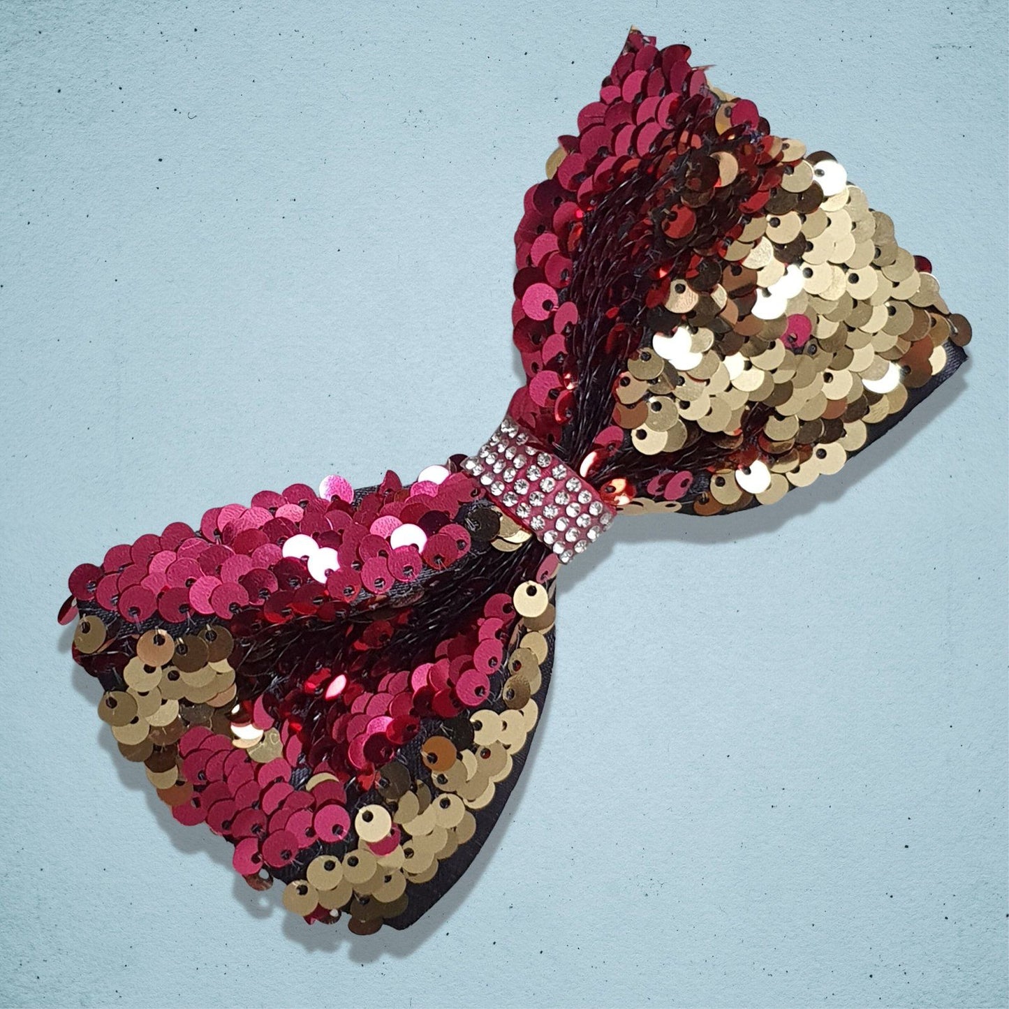 Mermaid Sequin Dog Bow Tie Cerise Gold