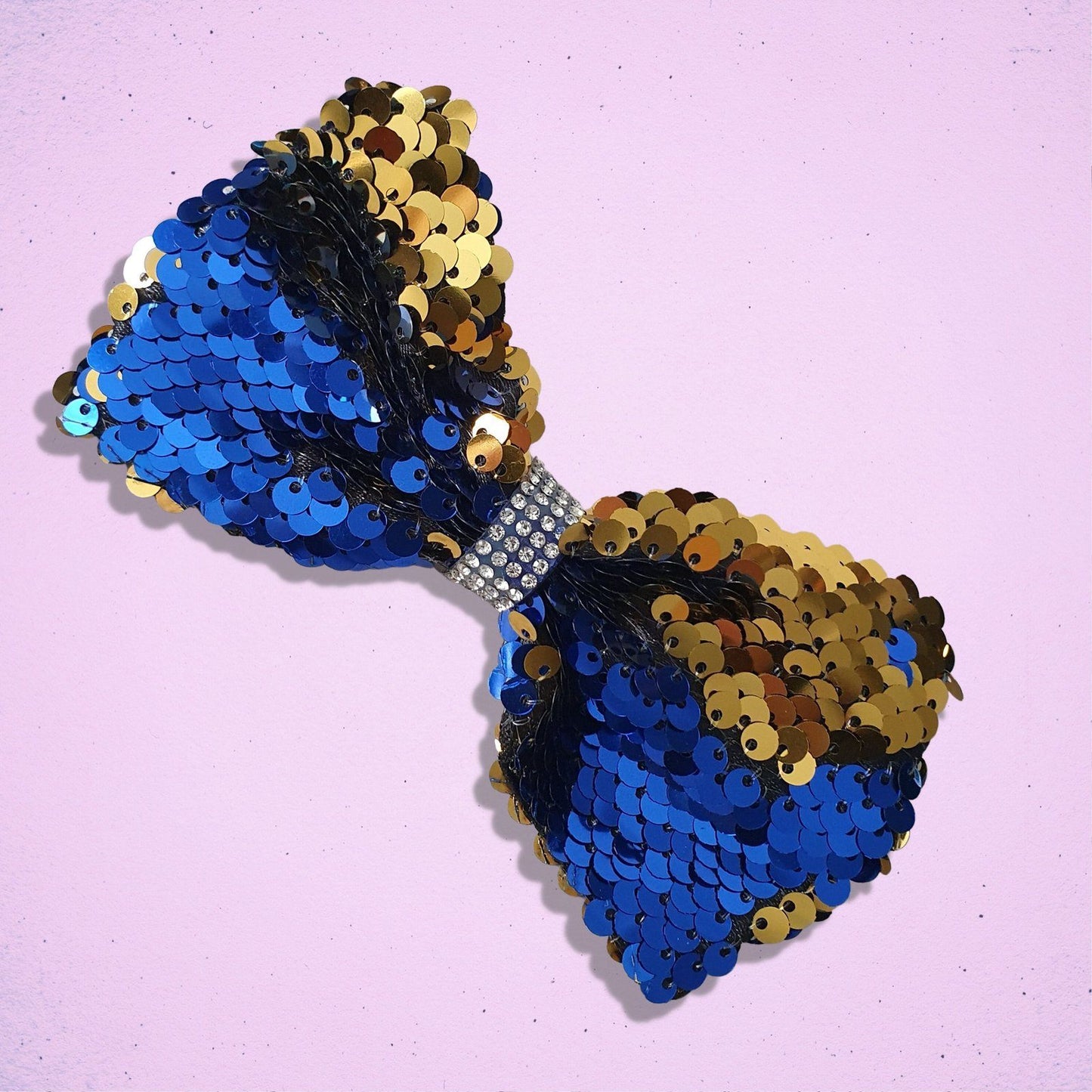 Mermaid Sequin Dog Bow Tie Gold Blue