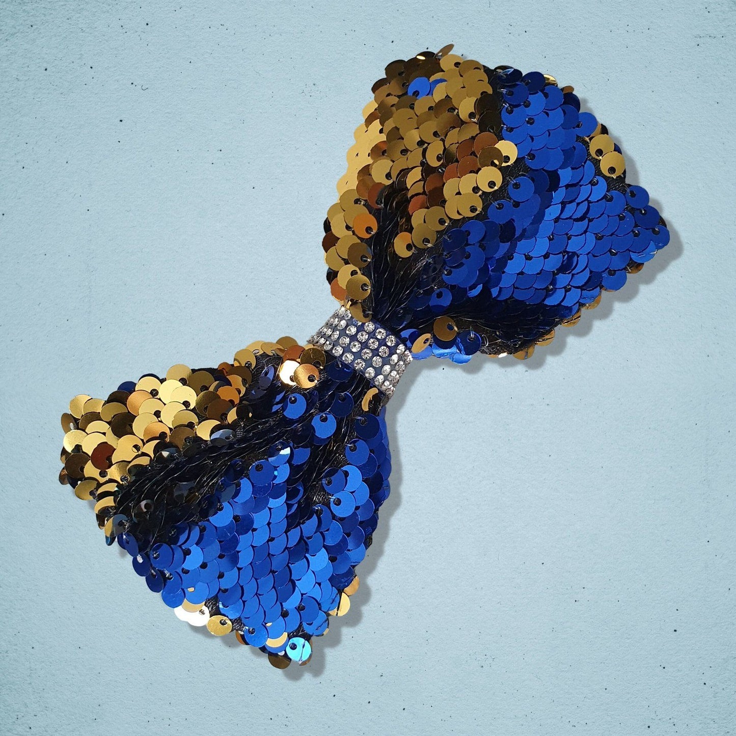 Mermaid Sequin Dog Bow Tie Gold Blue