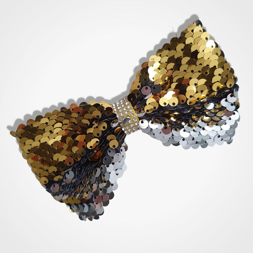 Mermaid Sequin Dog Bow Tie Gold Silver