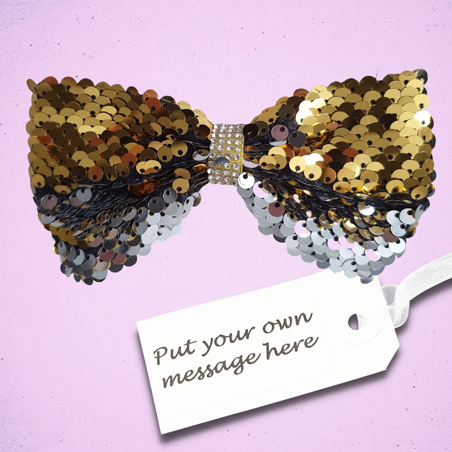 Mermaid Sequin Dog Bow Tie Gold Silver