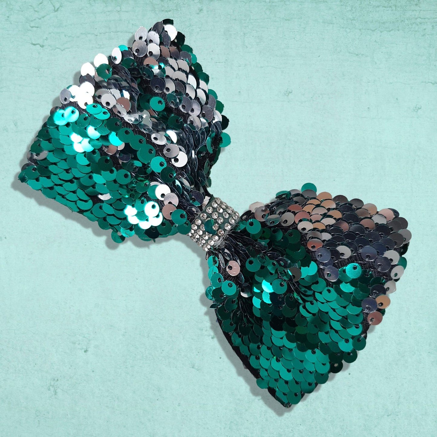 Mermaid Sequin Dog Bow Tie Green Silver