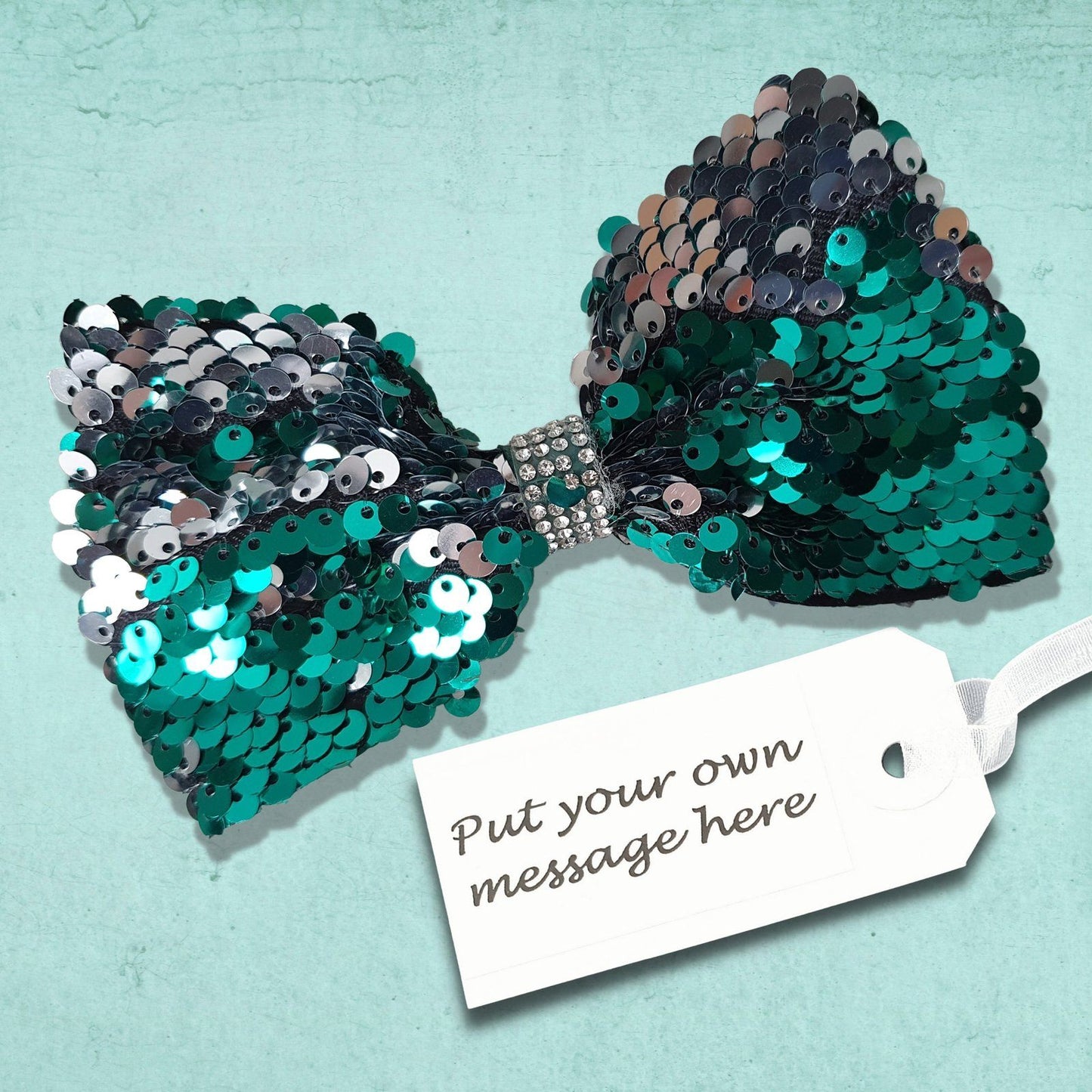 Mermaid Sequin Dog Bow Tie Green Silver