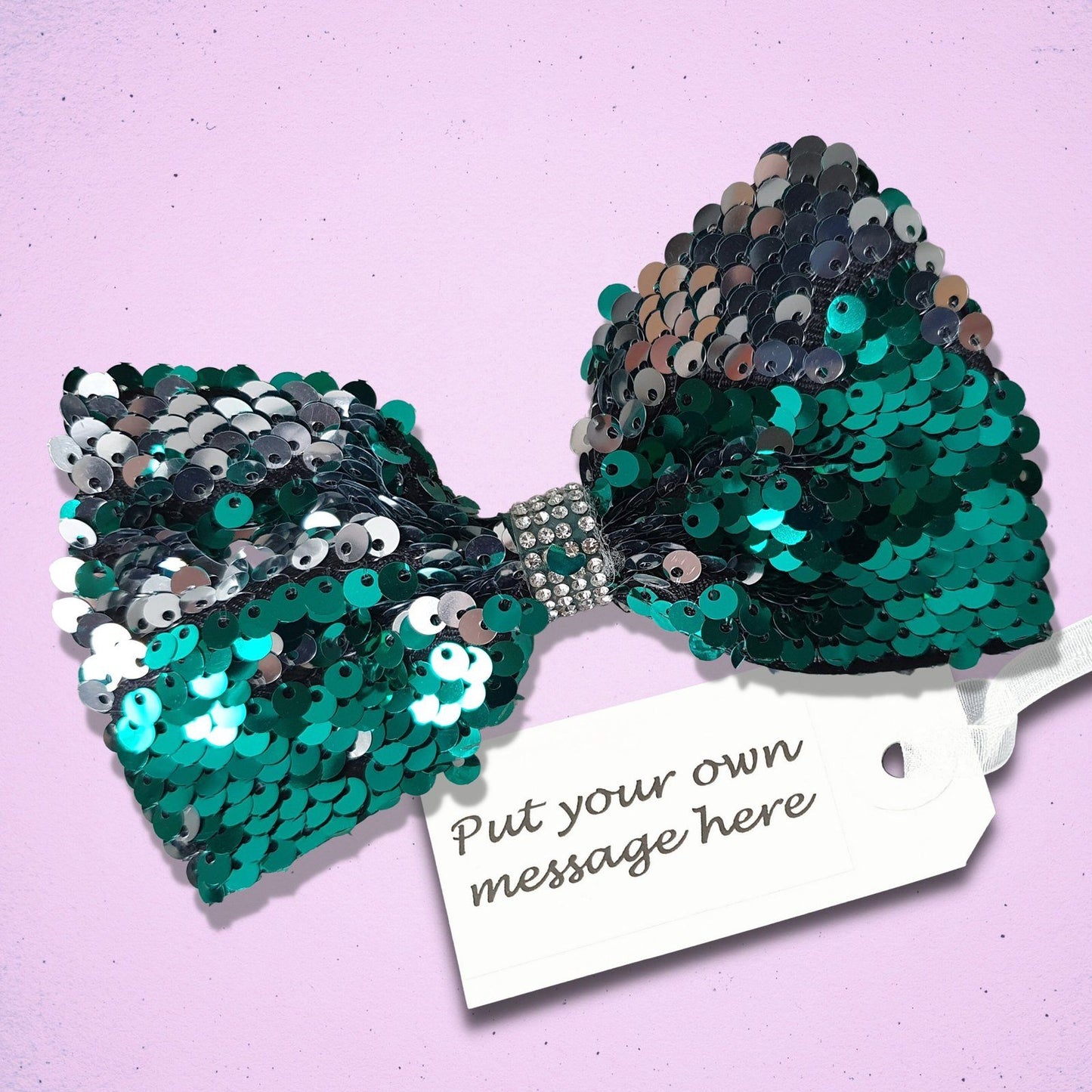 Mermaid Sequin Dog Bow Tie Green Silver