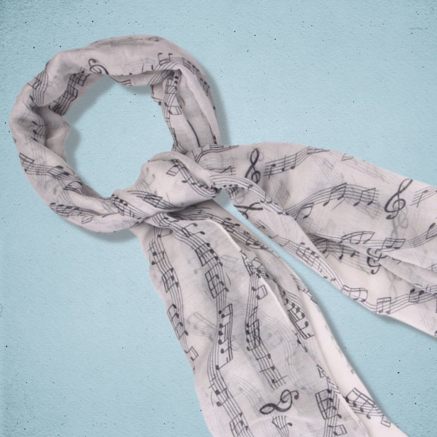 Musical Notes Scarf White
