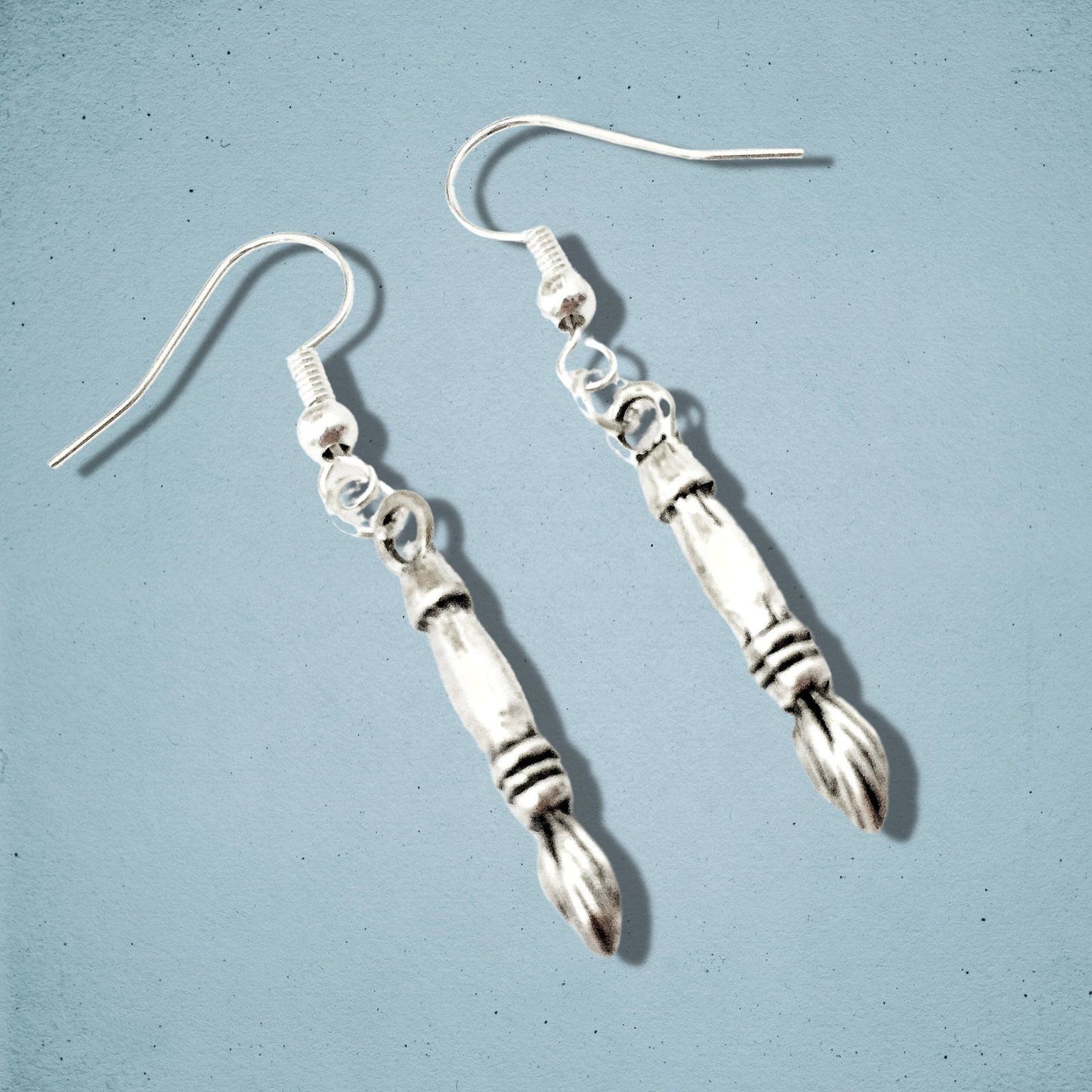 Paintbrush Earrings Silver
