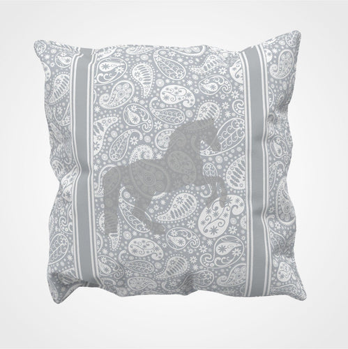Paisley Horse Cushion Cover Dark Grey