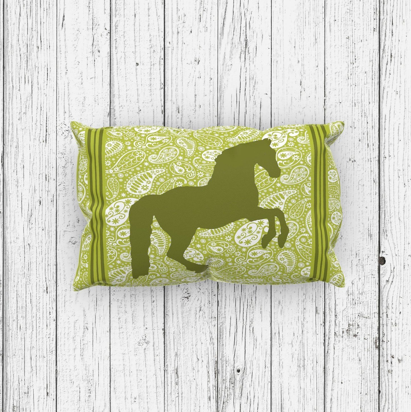 Paisley Horse Cushion Cover Olive