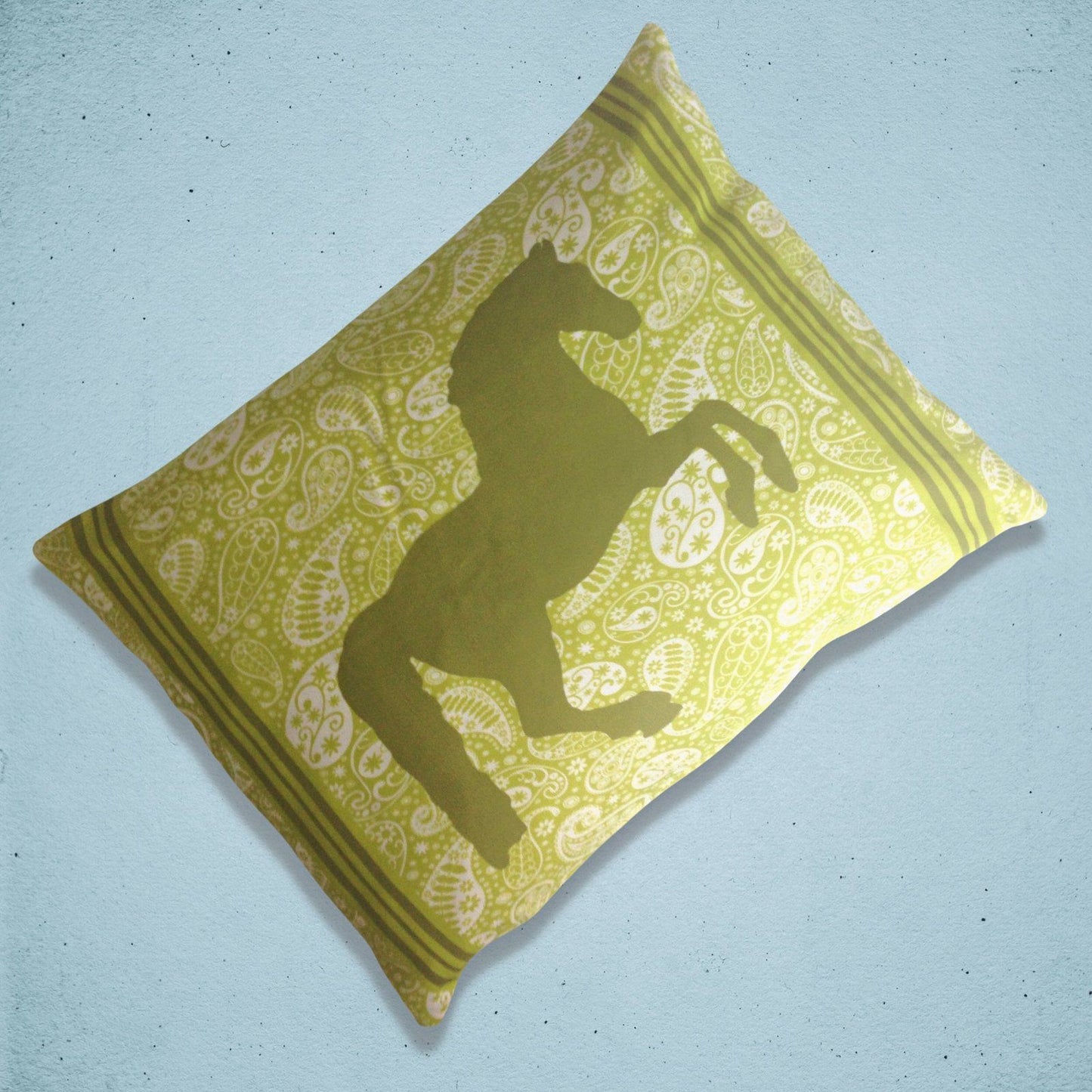 Paisley Horse Cushion Cover Olive