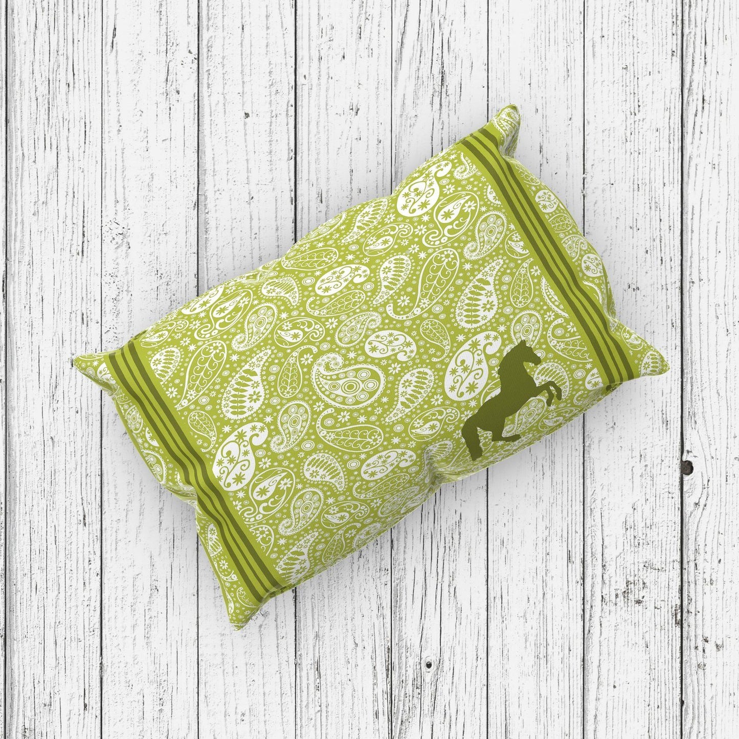 Paisley Horse Cushion Cover Olive