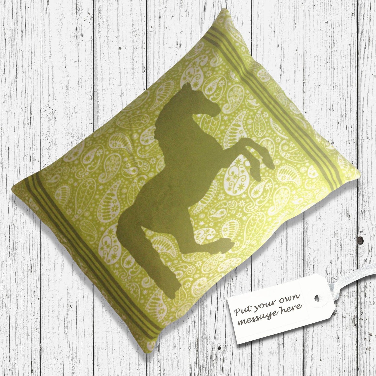 Paisley Horse Cushion Cover Olive