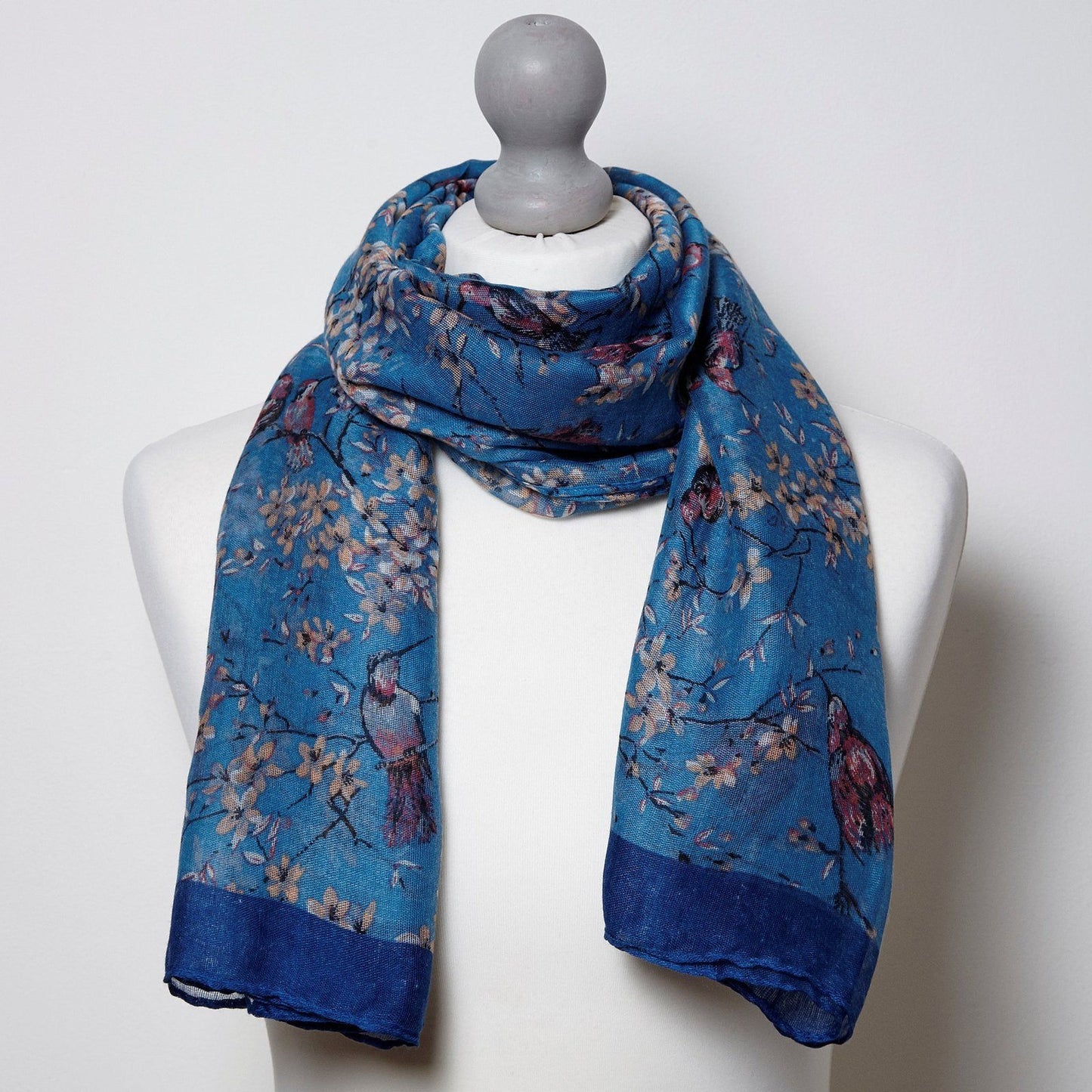 Persian Bird Scarf Bright Blue