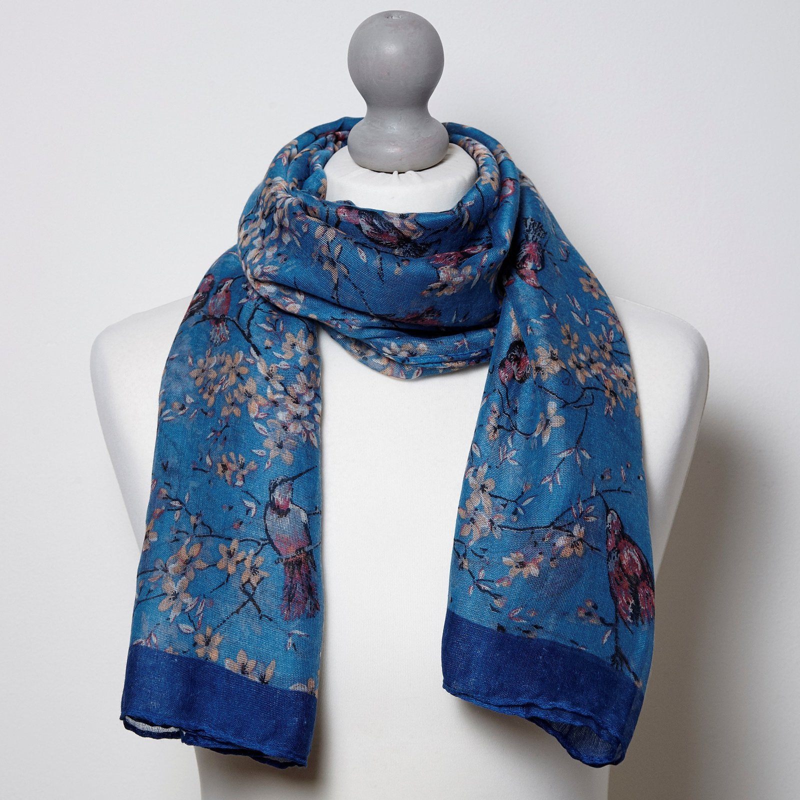 Persian Bird Scarf Bright Blue