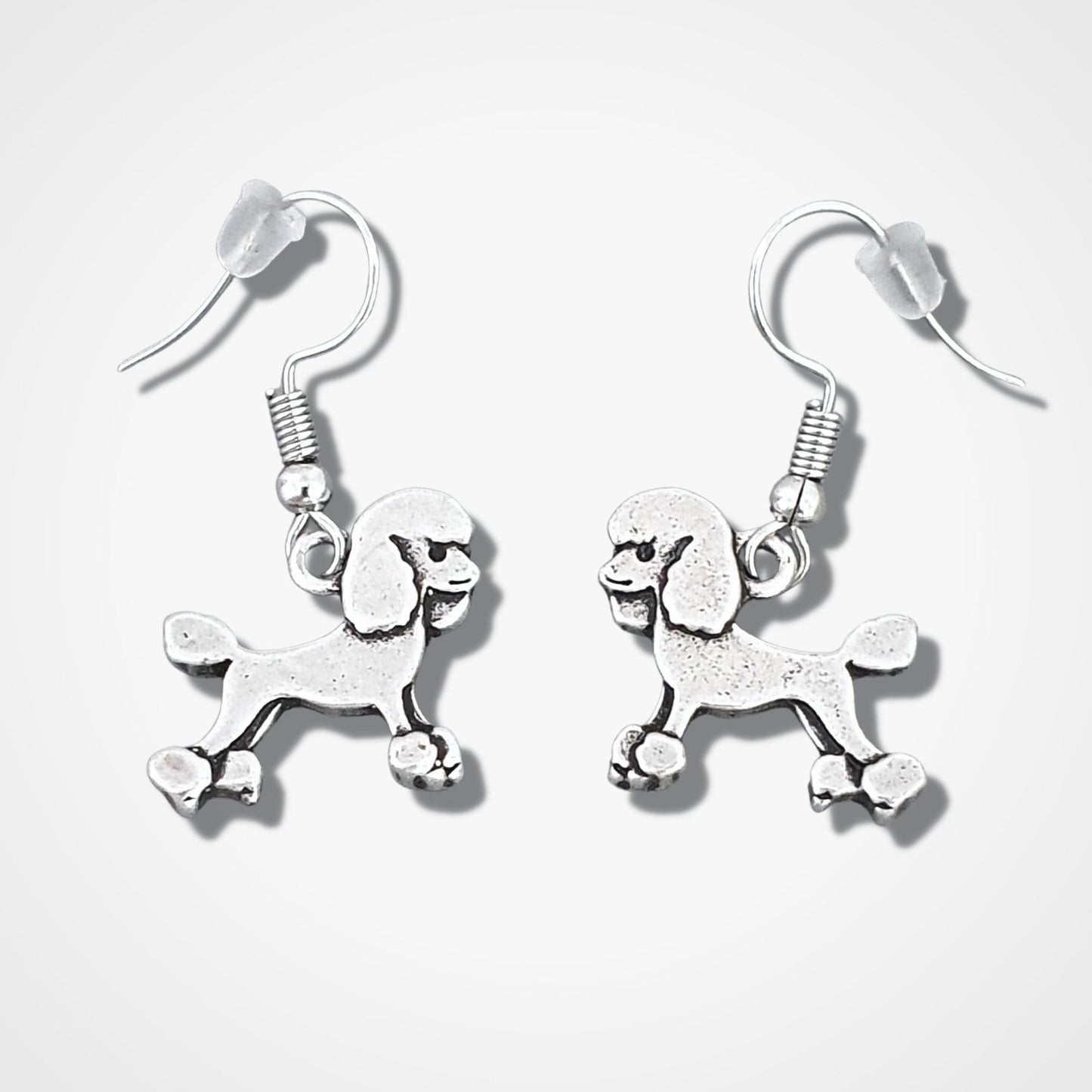 Poodle Novelty Earrings Silver