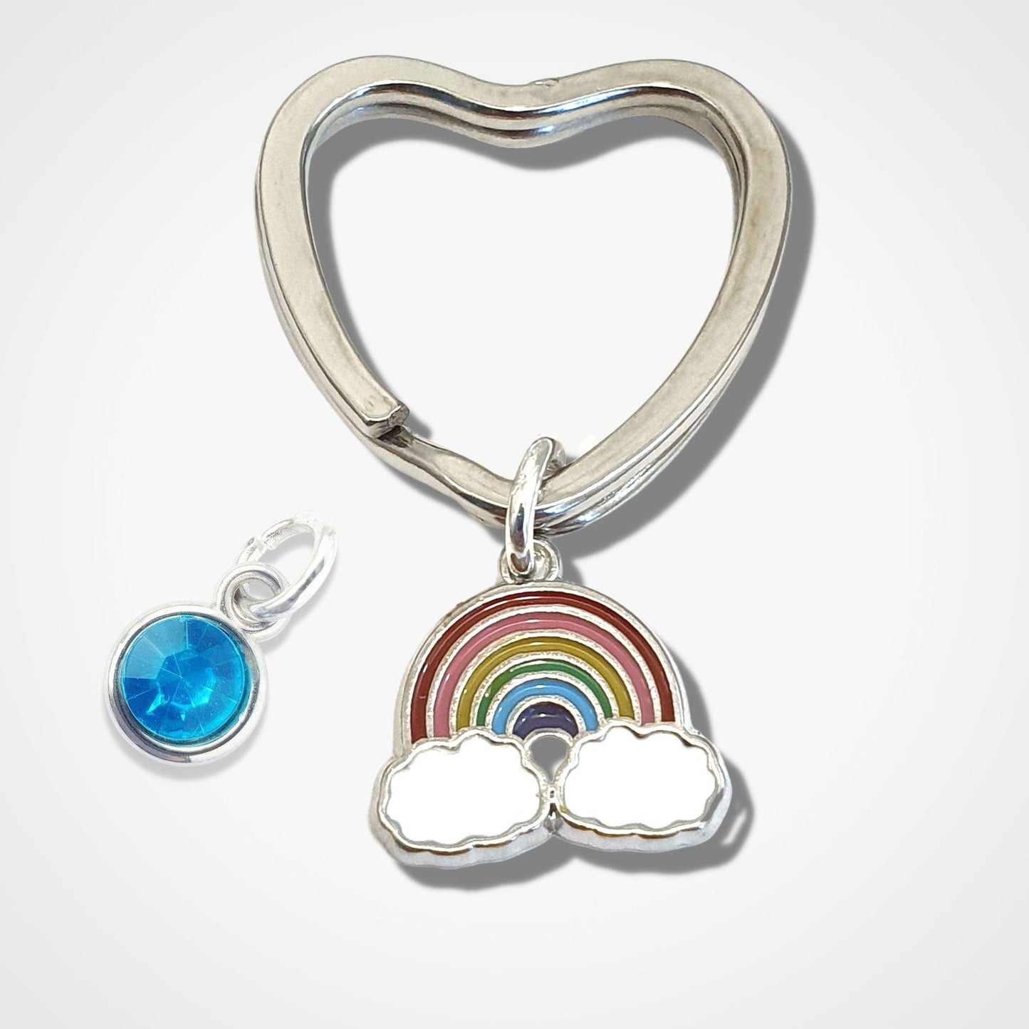 Rainbow Keyring Silver Enamel