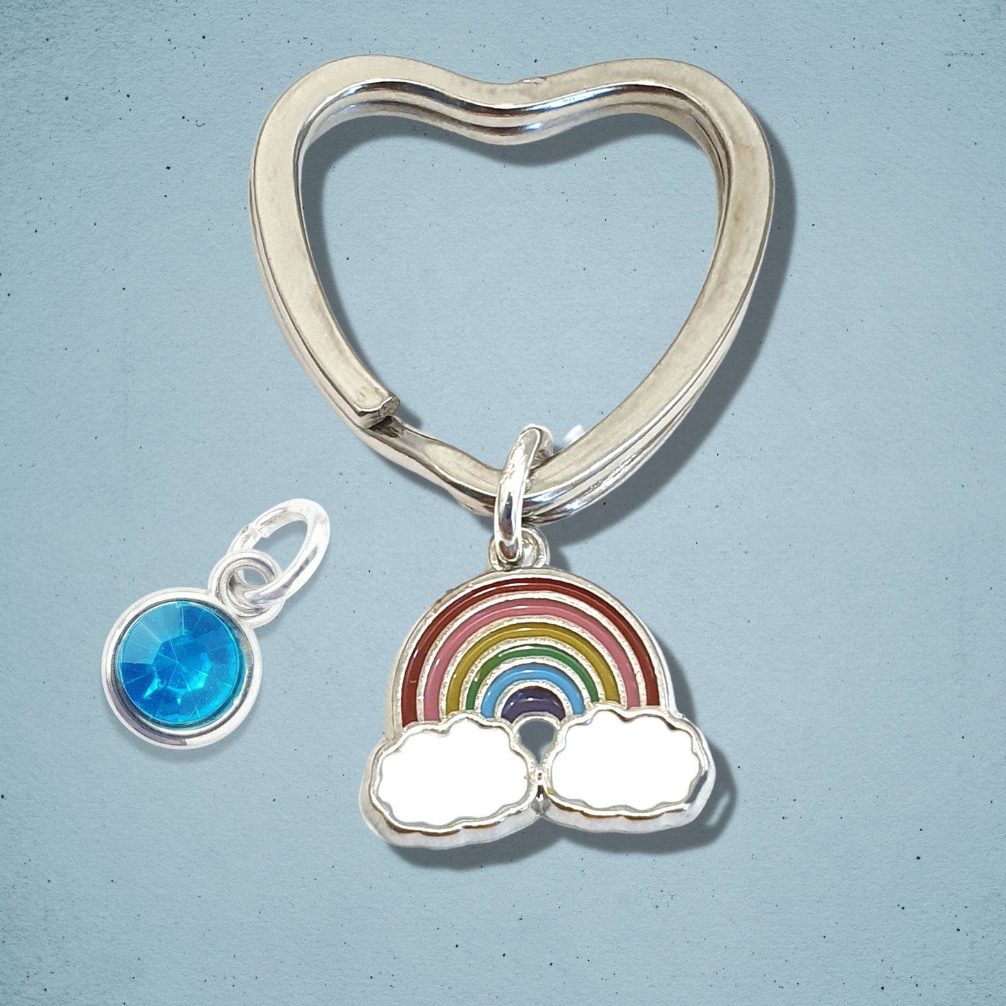 Rainbow Keyring Silver Enamel