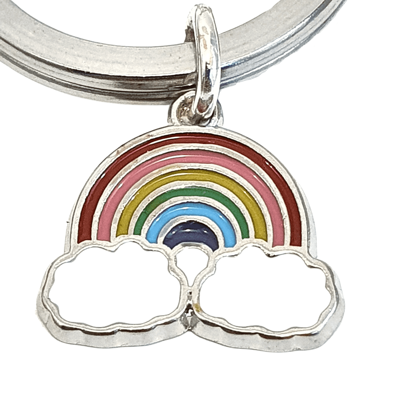 Rainbow Keyring Silver Enamel