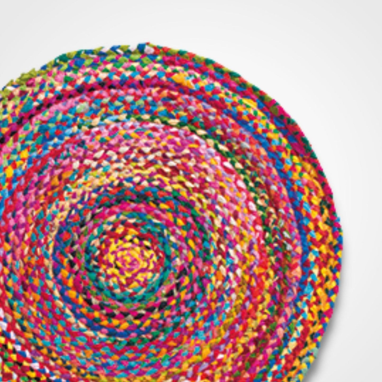 Round Multi Colour Cotton Chindi Braided Rug 60cm