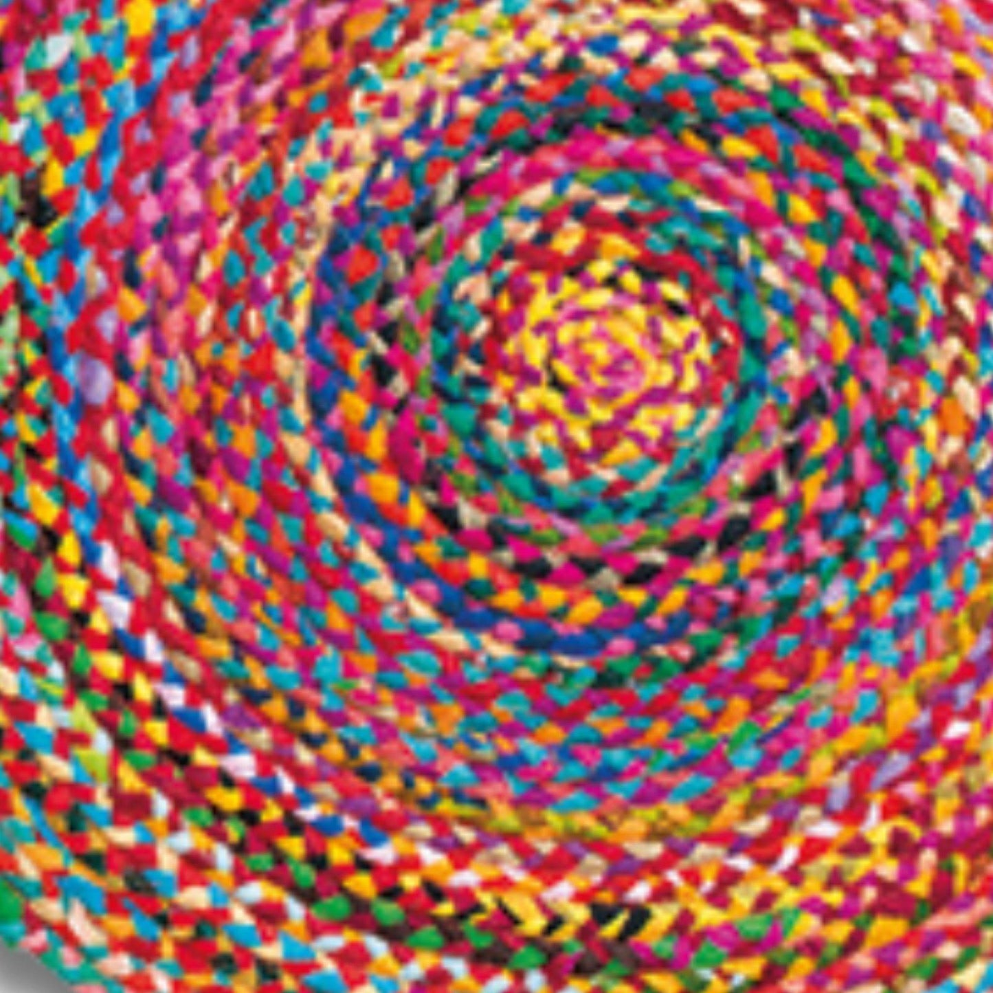 Round Multi Colour Cotton Chindi Braided Rug 60cm