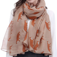 Load image into Gallery viewer, Running Fox Scarf Caramel
