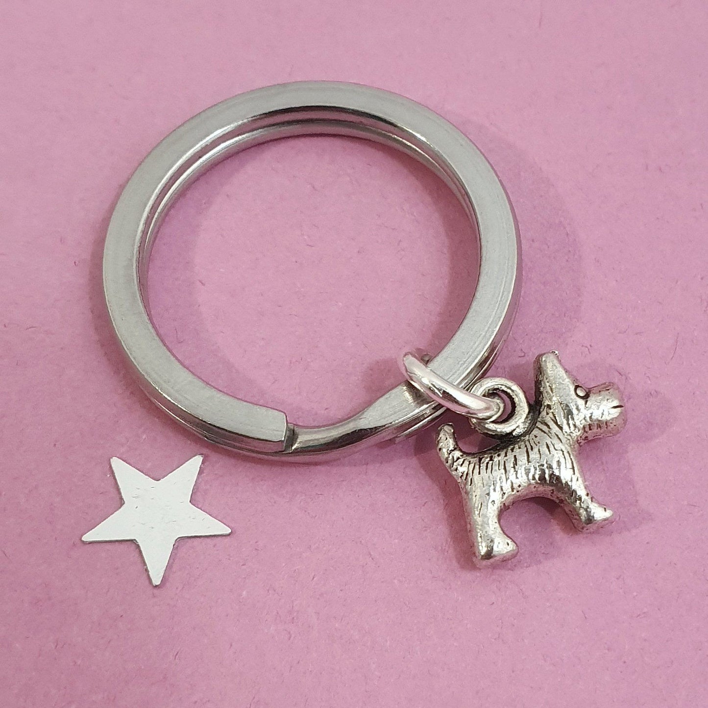 Scottie Dog keyring Silver