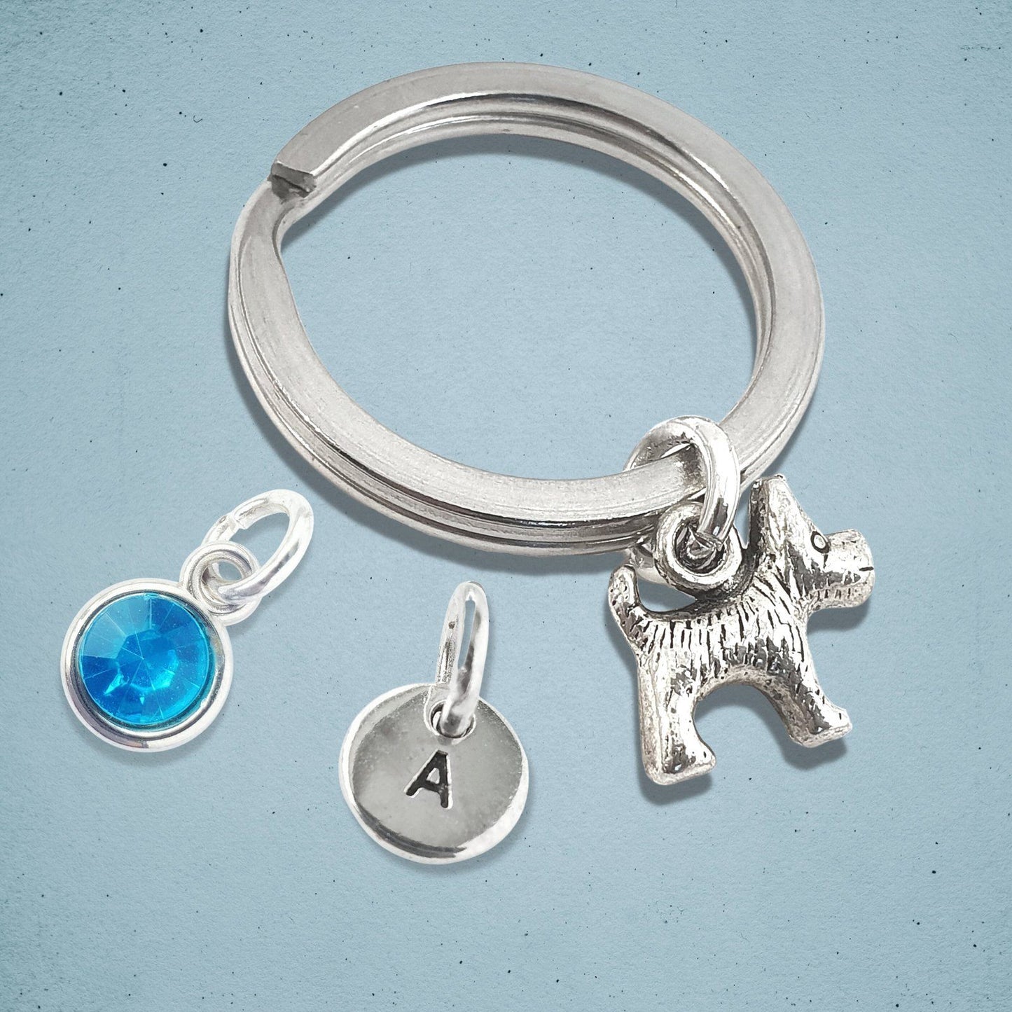 Scottie Dog keyring Silver
