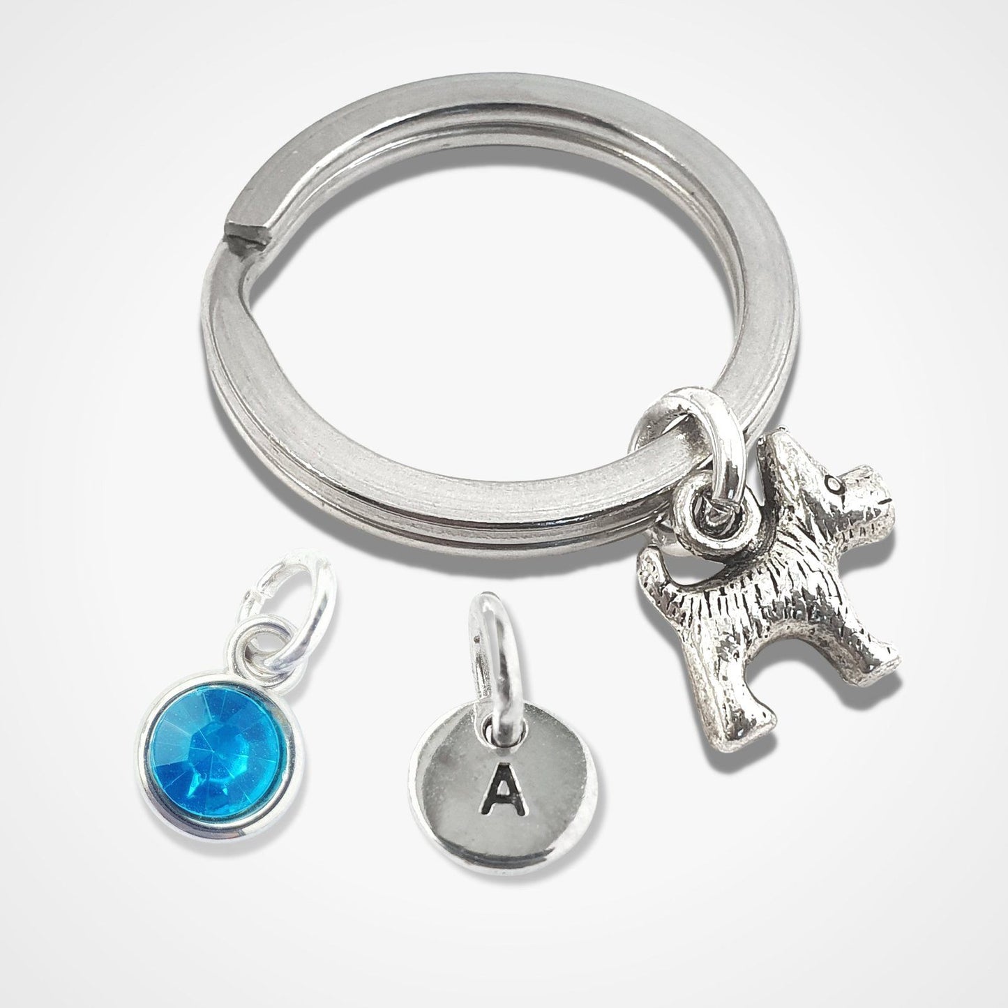 Scottie Dog keyring Silver