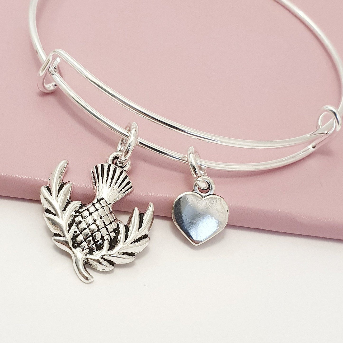 Scottish Thistle Bangle Silver