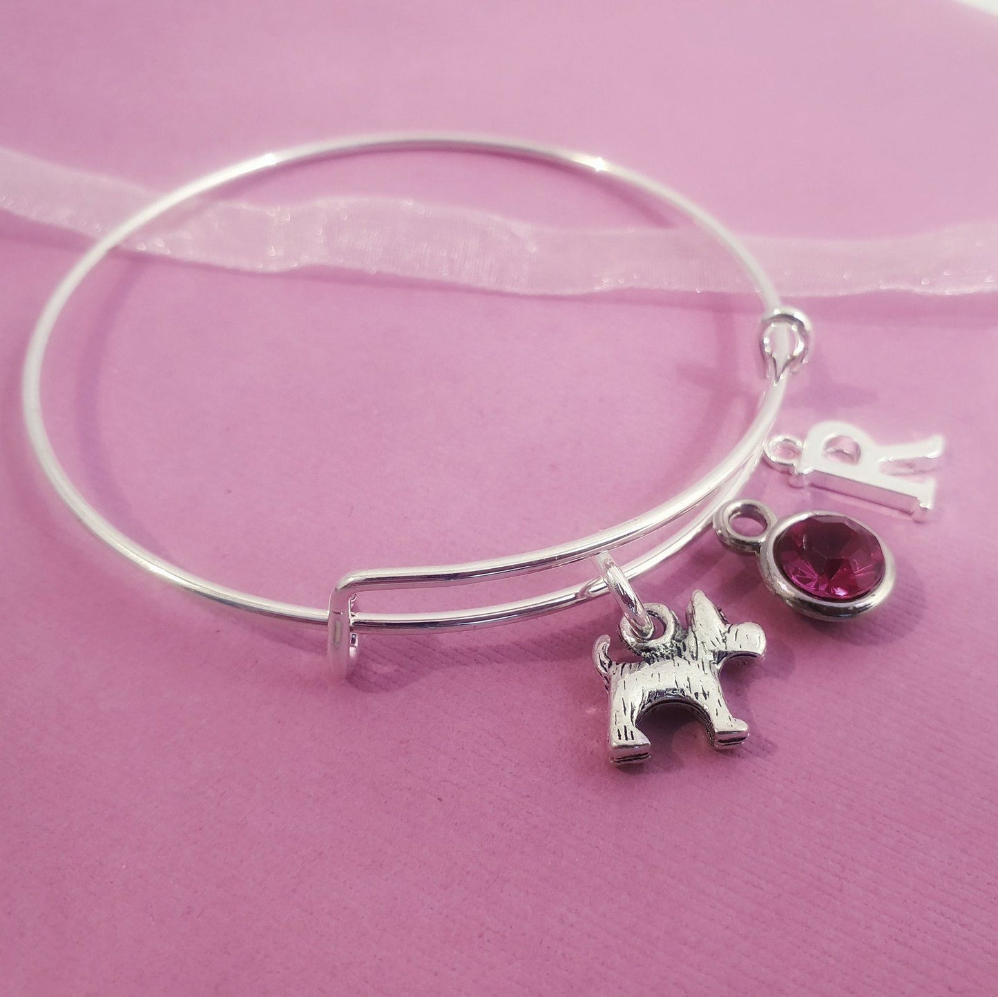 Scotty Dog Charm Bangle Silver