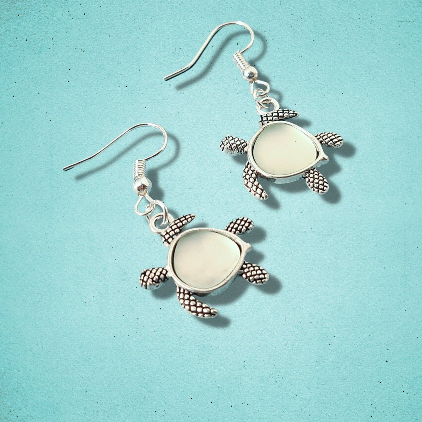 Seaglass Turtle Earrings Eau Nil