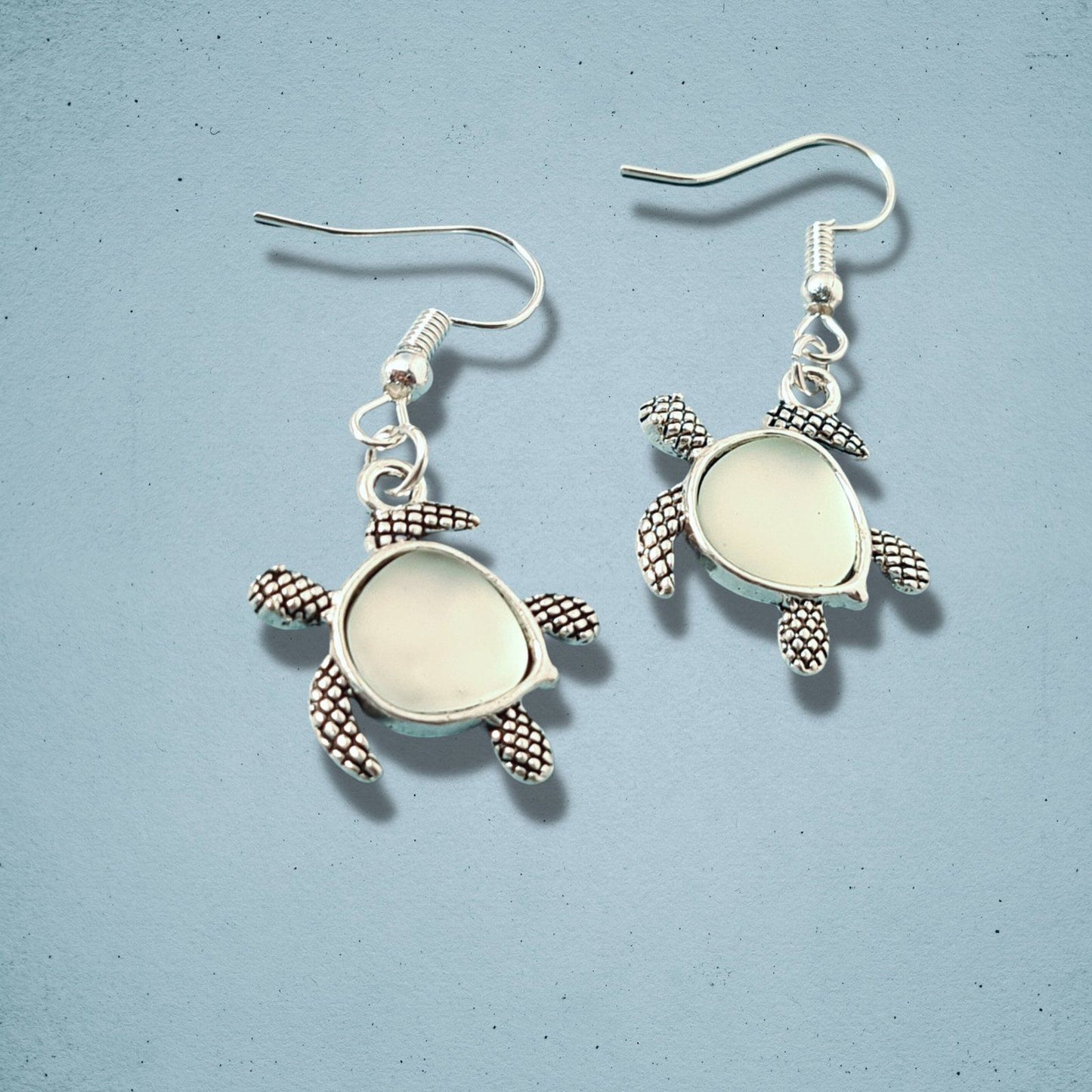 Seaglass Turtle Earrings Eau Nil