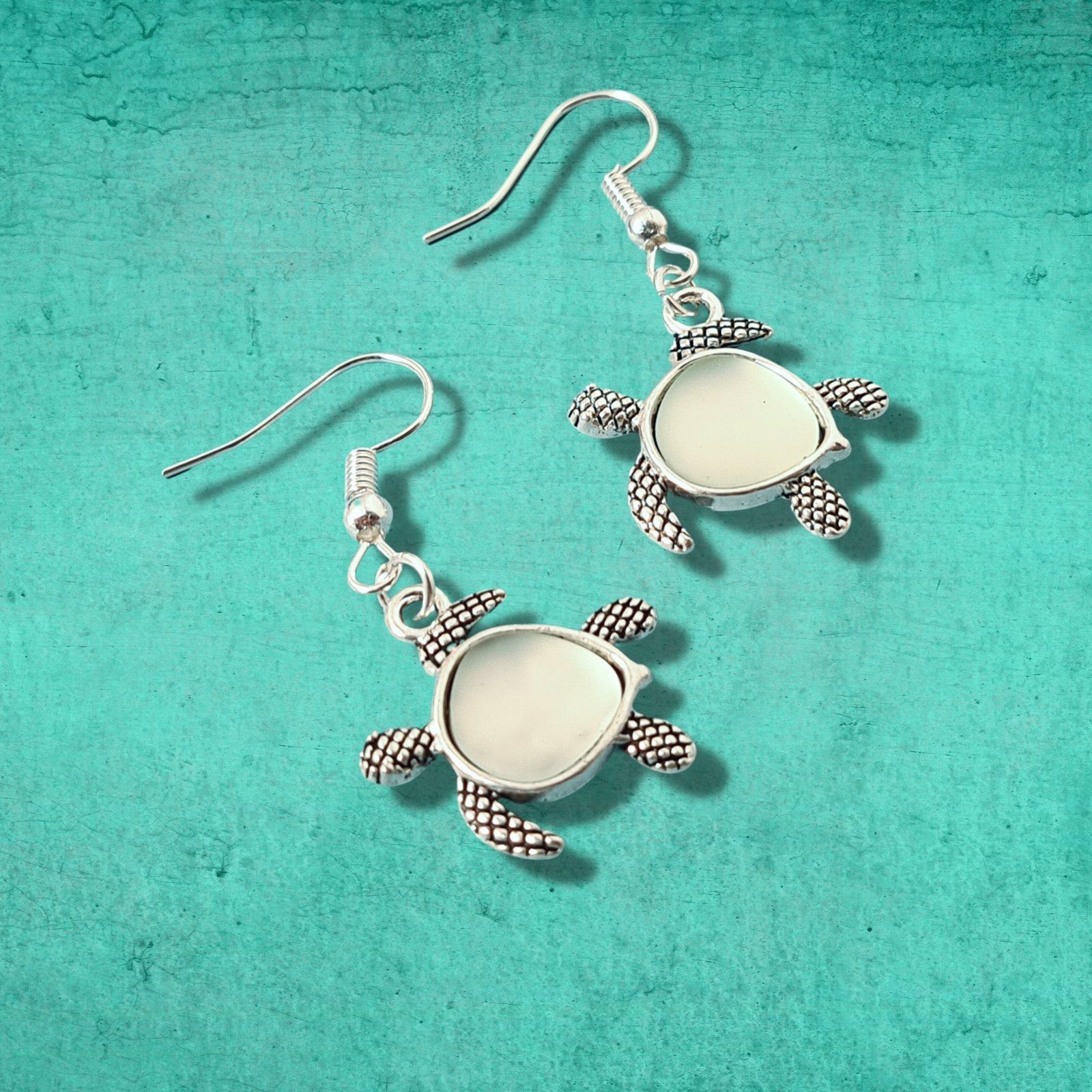 Seaglass Turtle Earrings Eau Nil