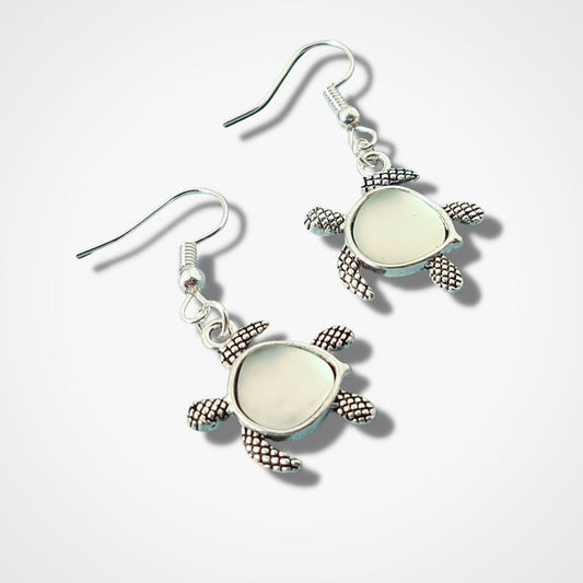 Seaglass Turtle Earrings Eau Nil