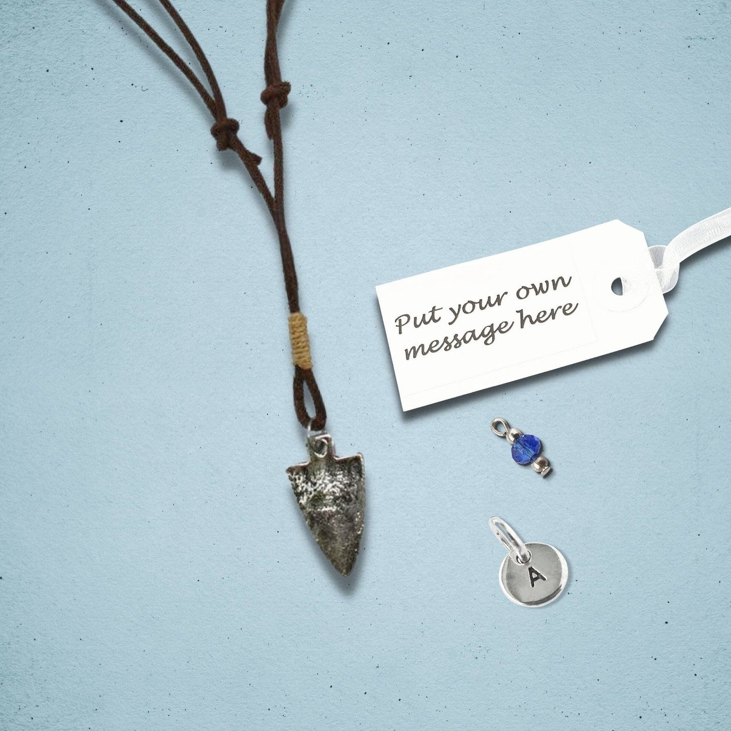 Silver Arrowhead Leather Pull Tie Men Necklace