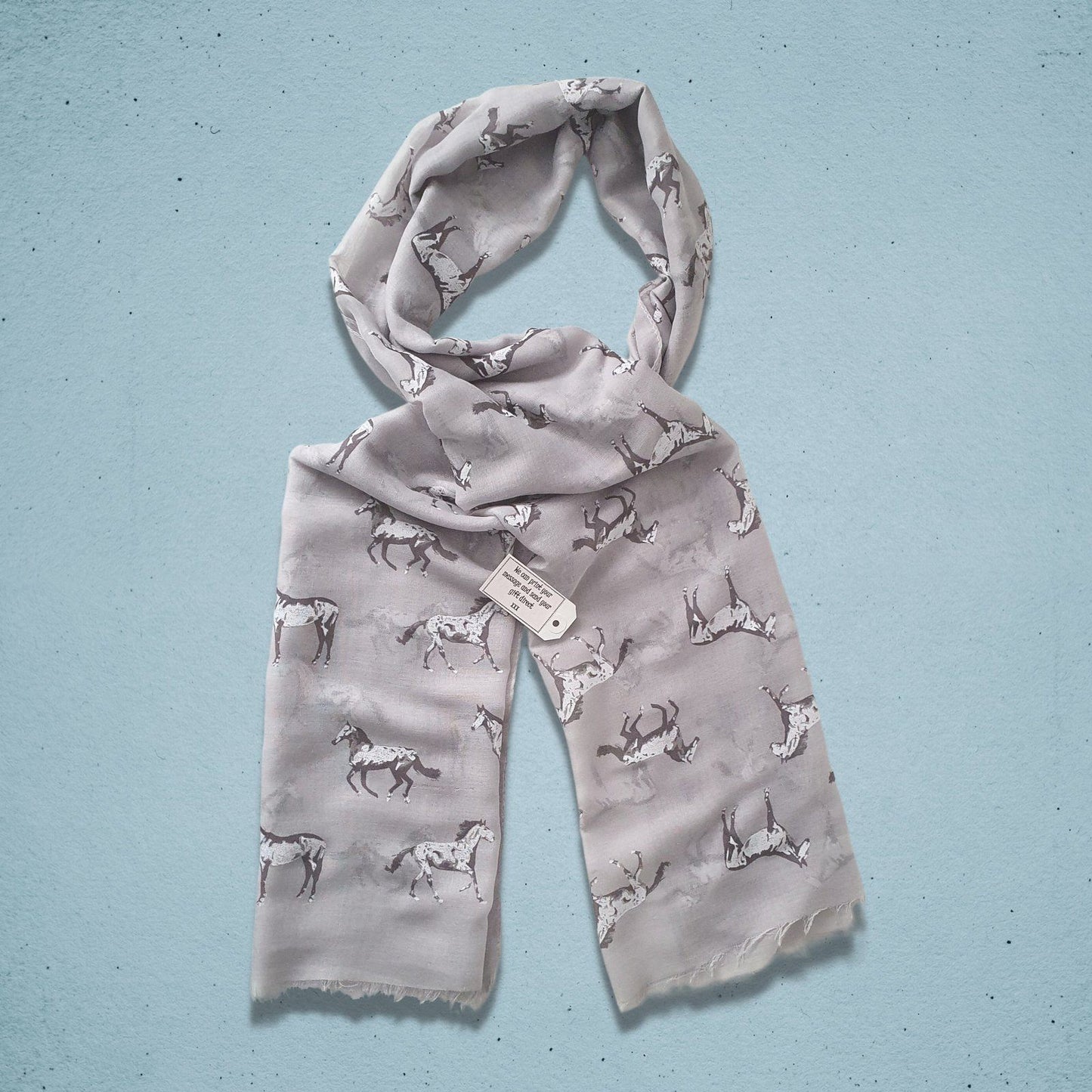Sketched Horses Scarf Grey