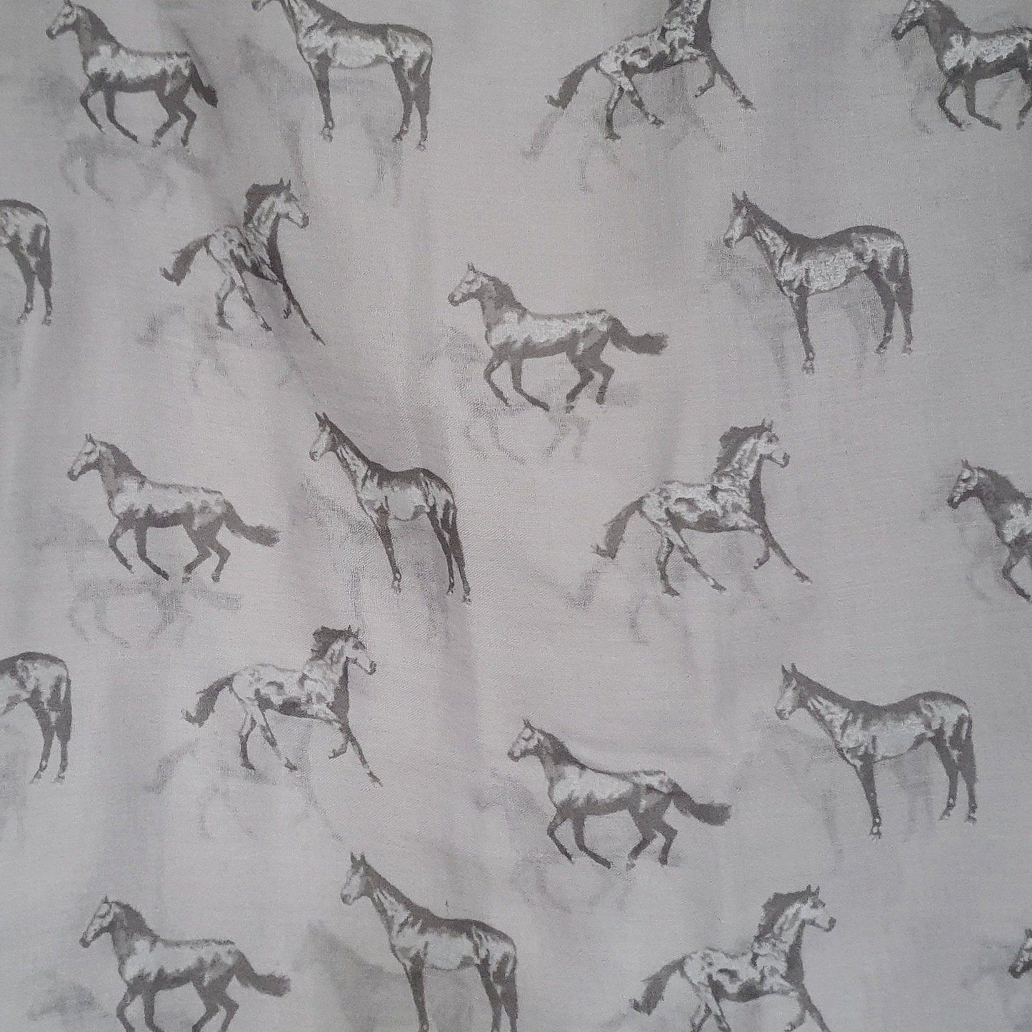 Sketched Horses Scarf Grey