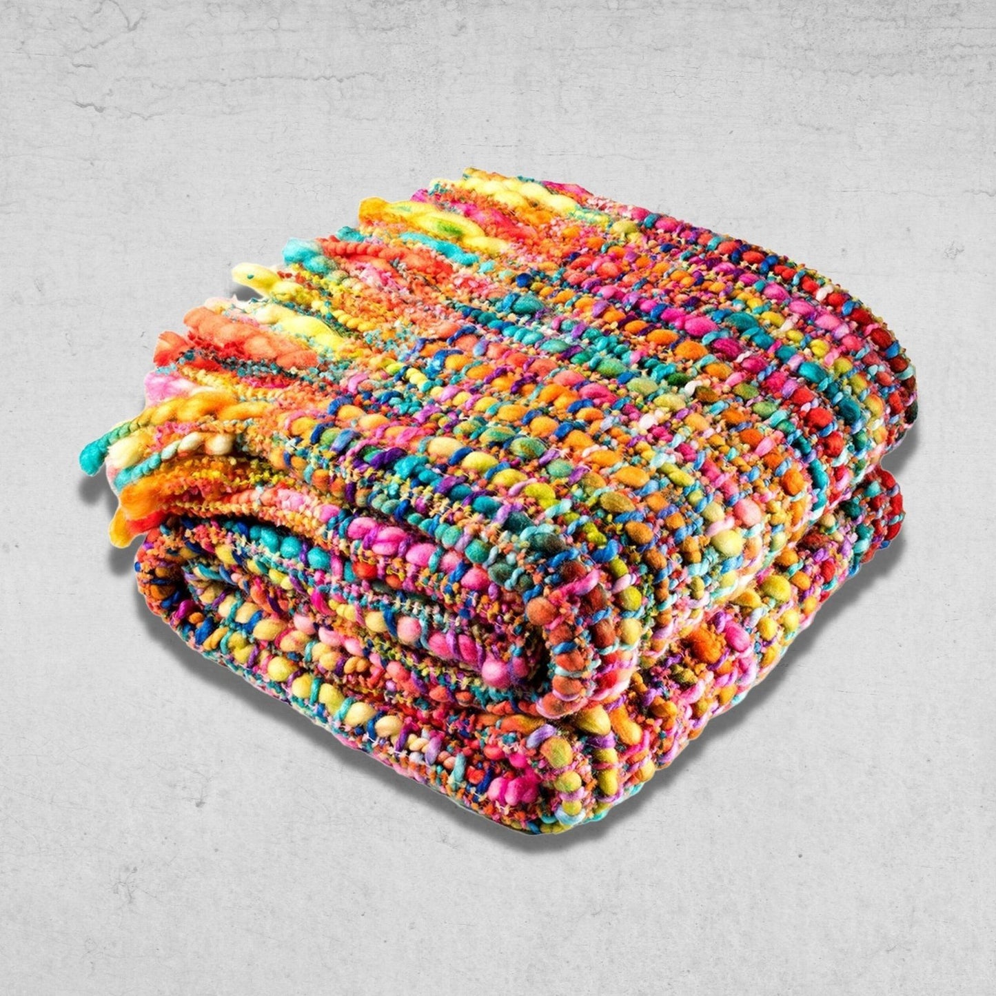 Soft Woven Rainbow Armchair Throw