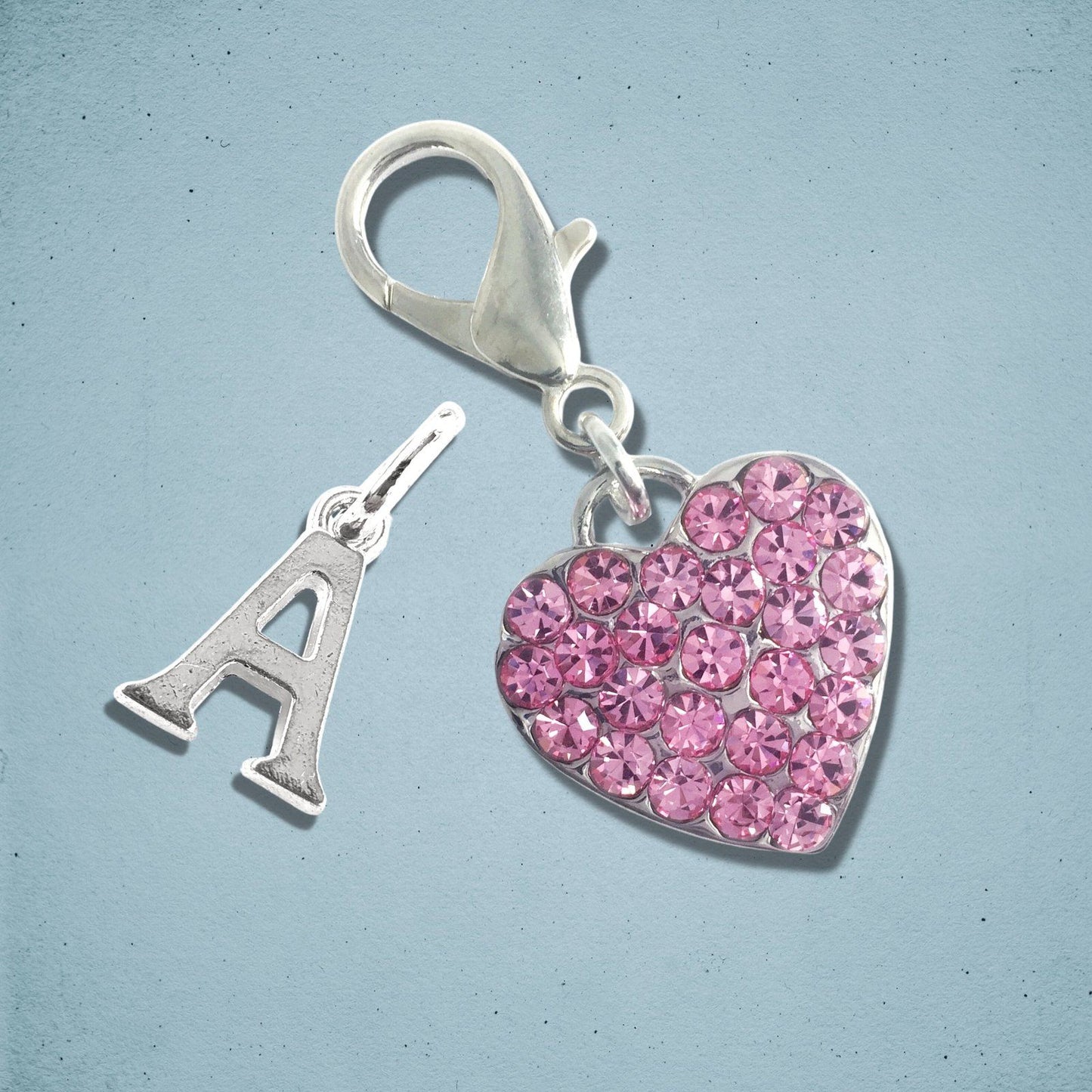 Sparkly Heart Clip Tag Silver