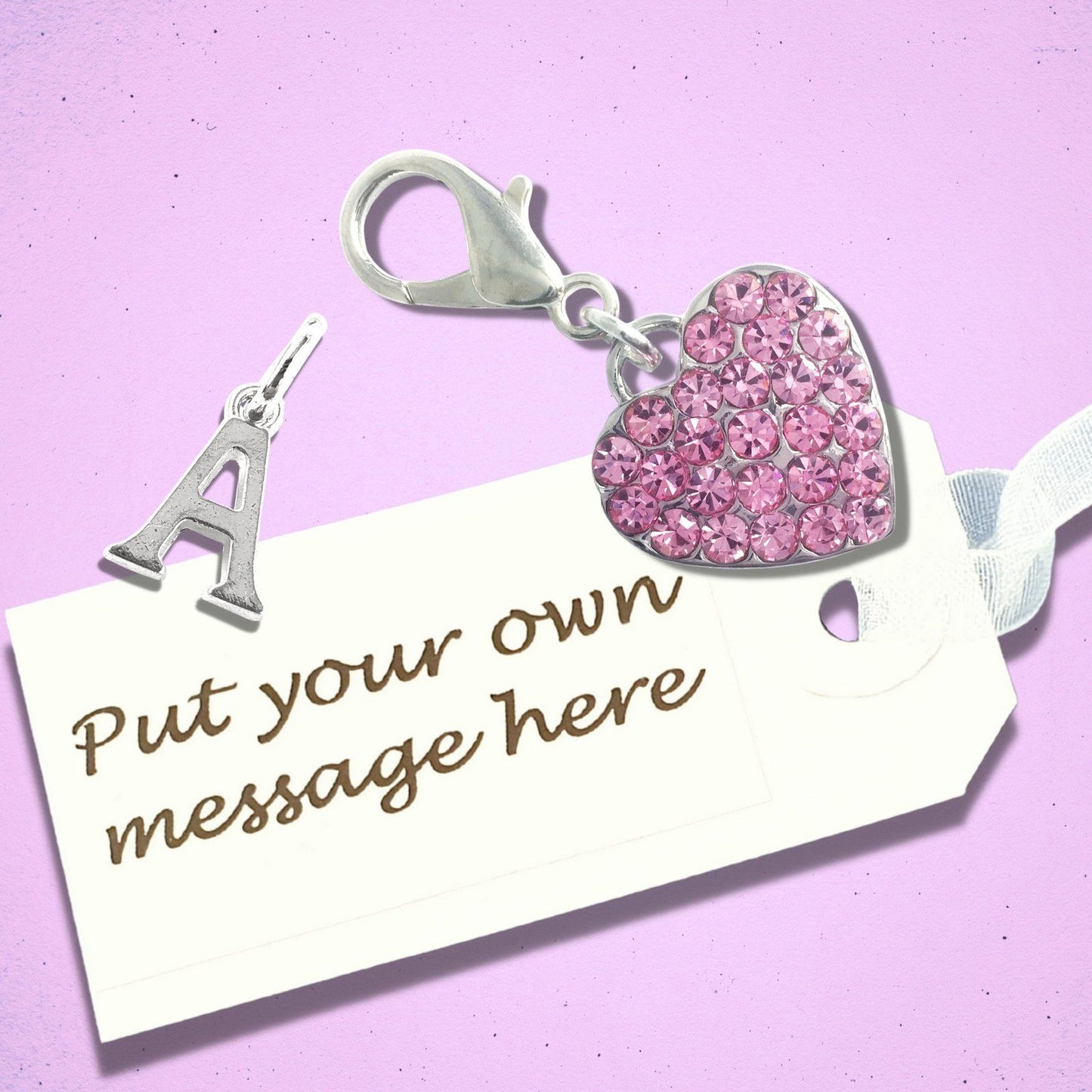 Sparkly Heart Clip Tag Silver