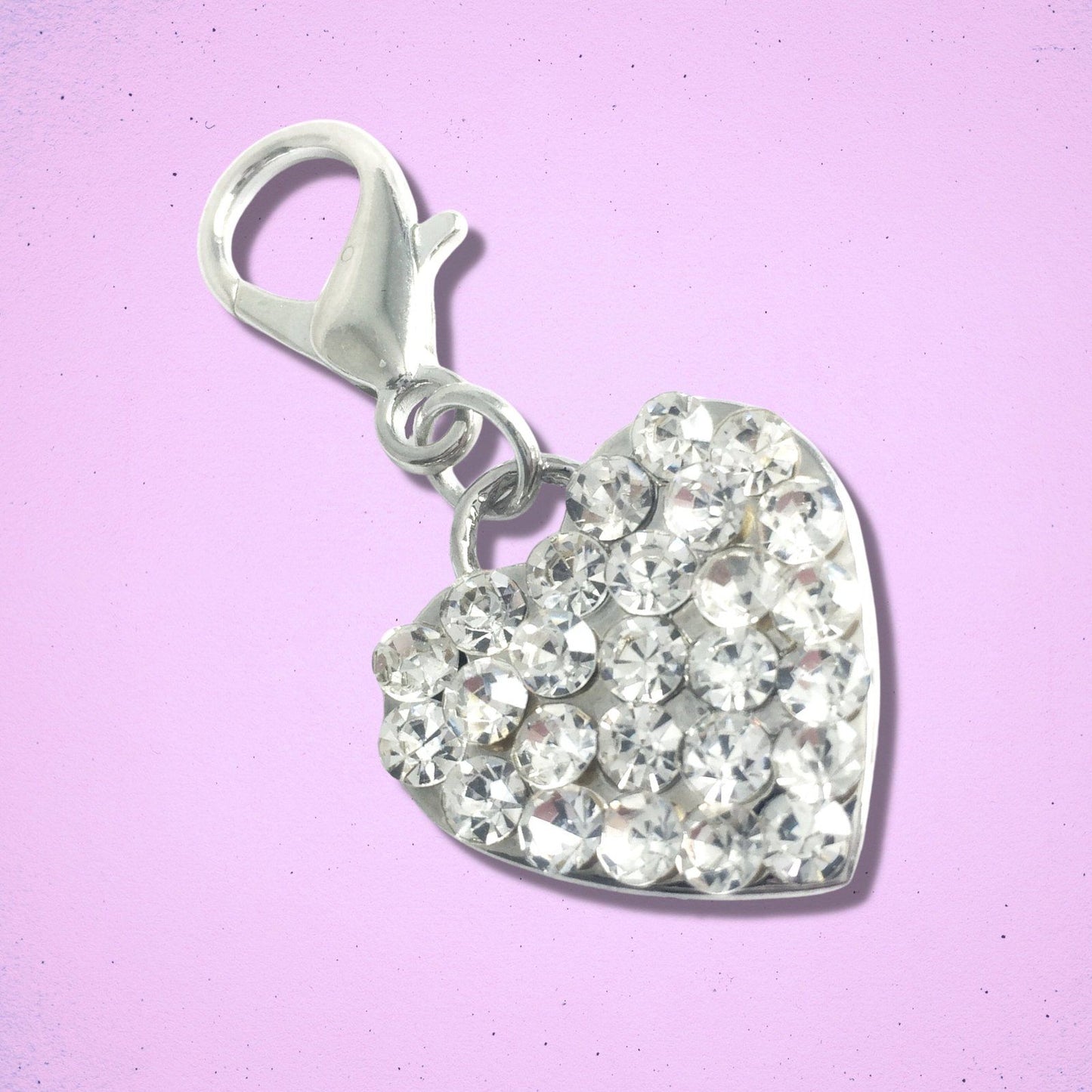 Sparkly Heart Clip Tag Silver