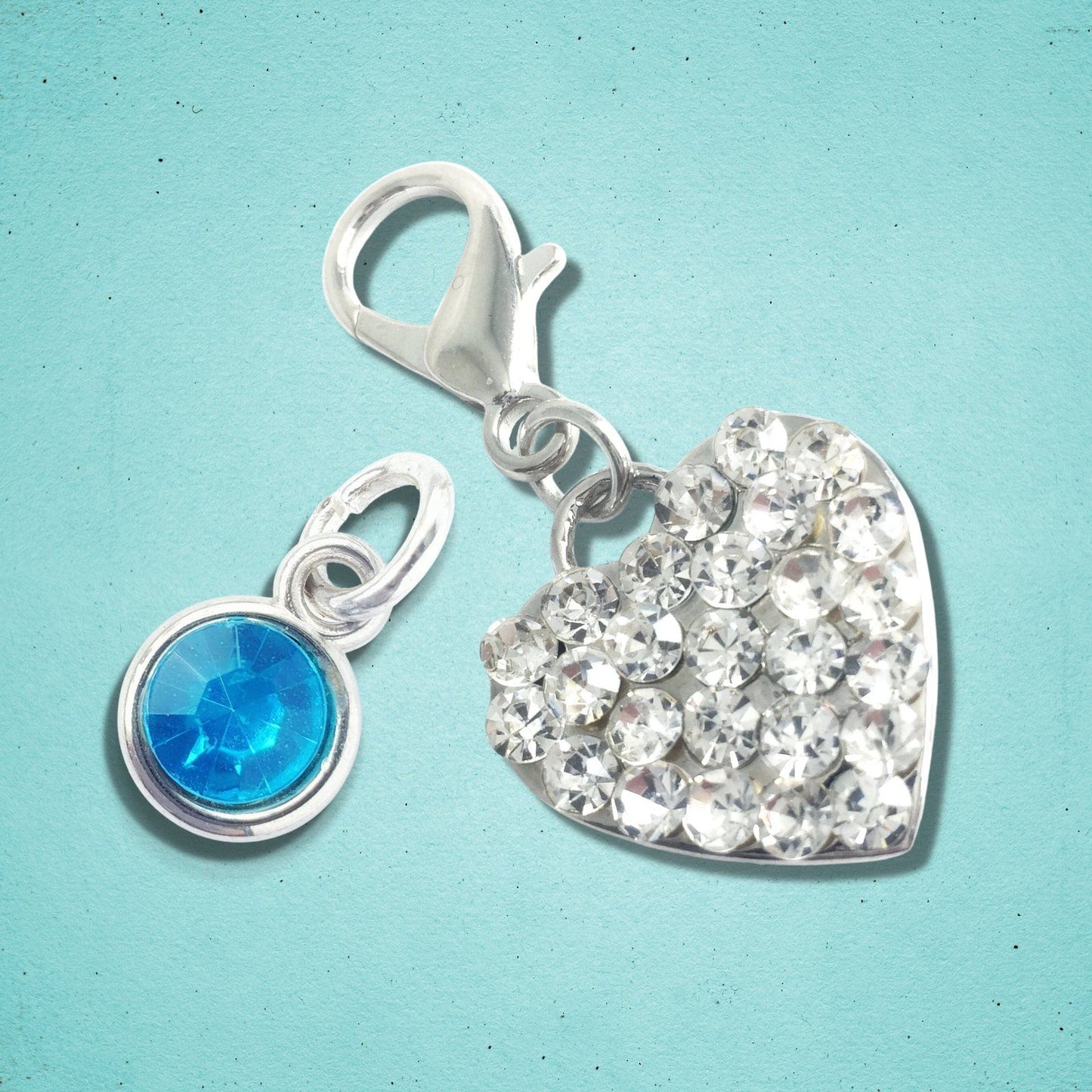 Sparkly Heart Clip Tag Silver