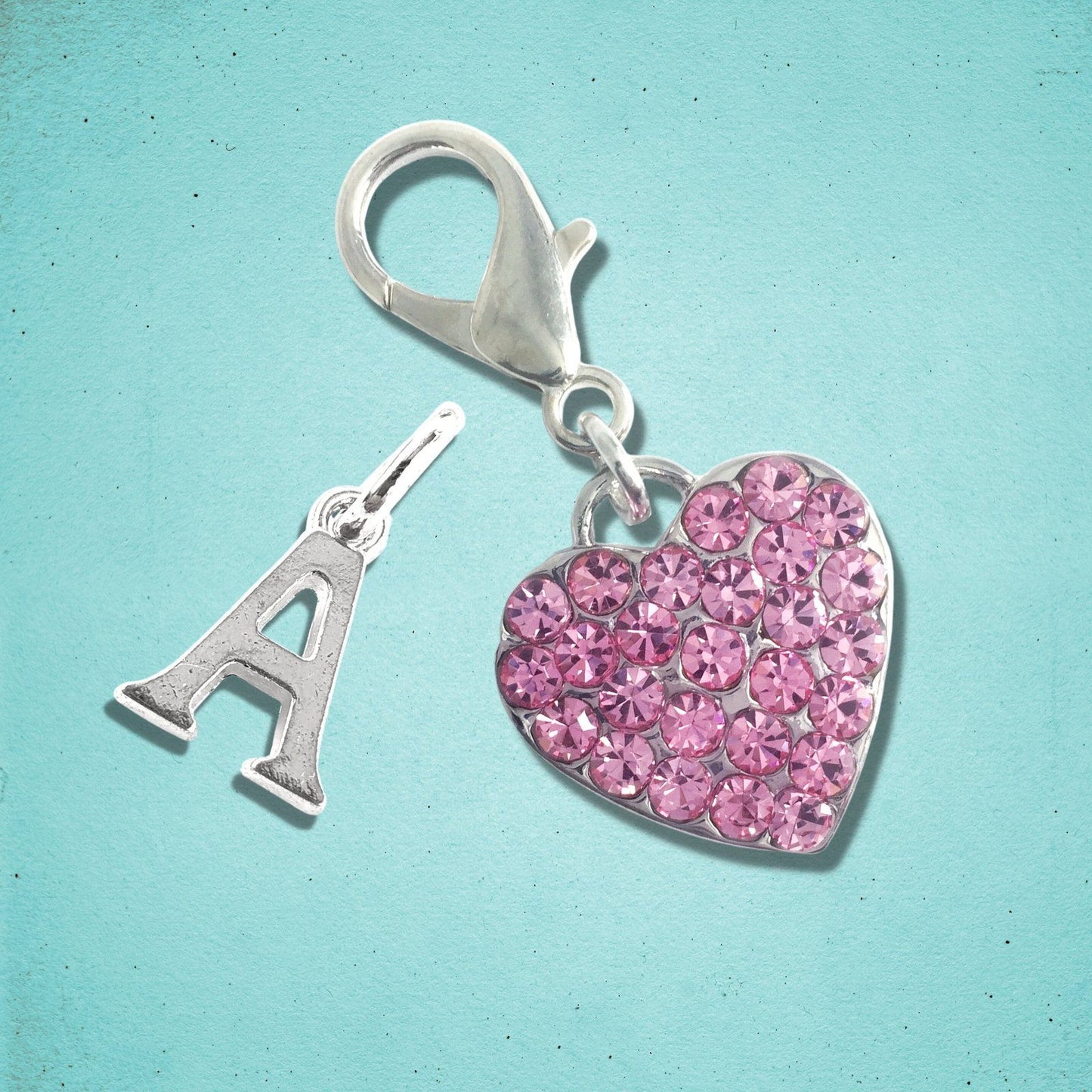 Sparkly Heart Clip Tag Silver