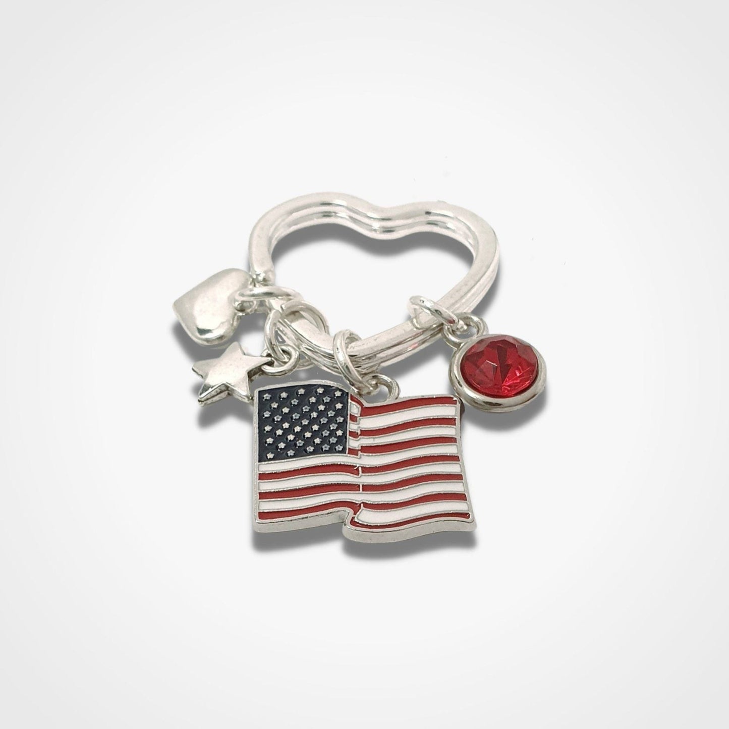 Stars Stripes Keyring Silver