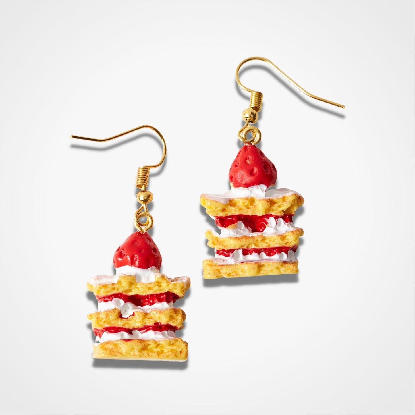 Strawberry Cake Earrings Silver Resin